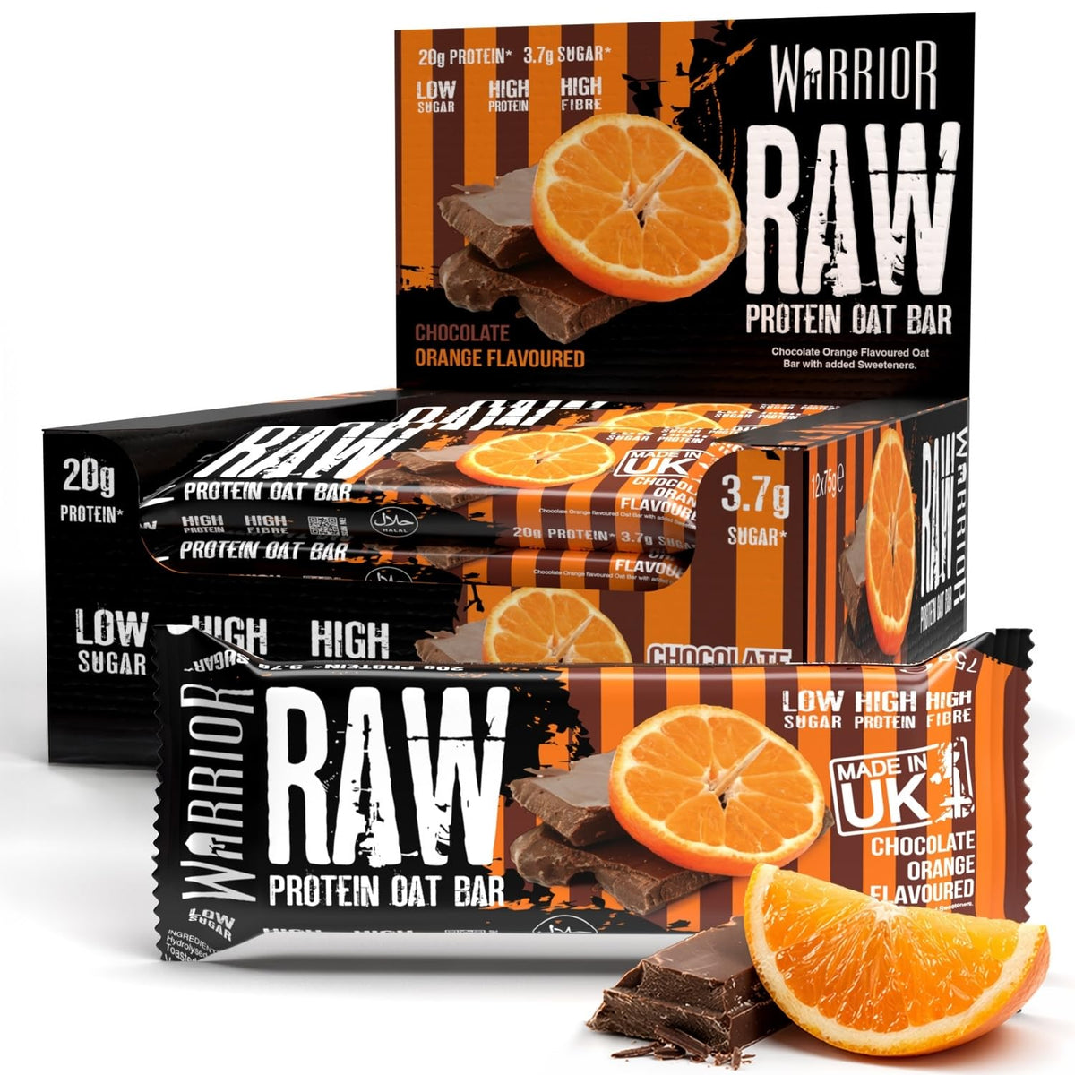 Warrior RAW Protein Bars 12 x 75g High Protein Oat Flapjack Snack