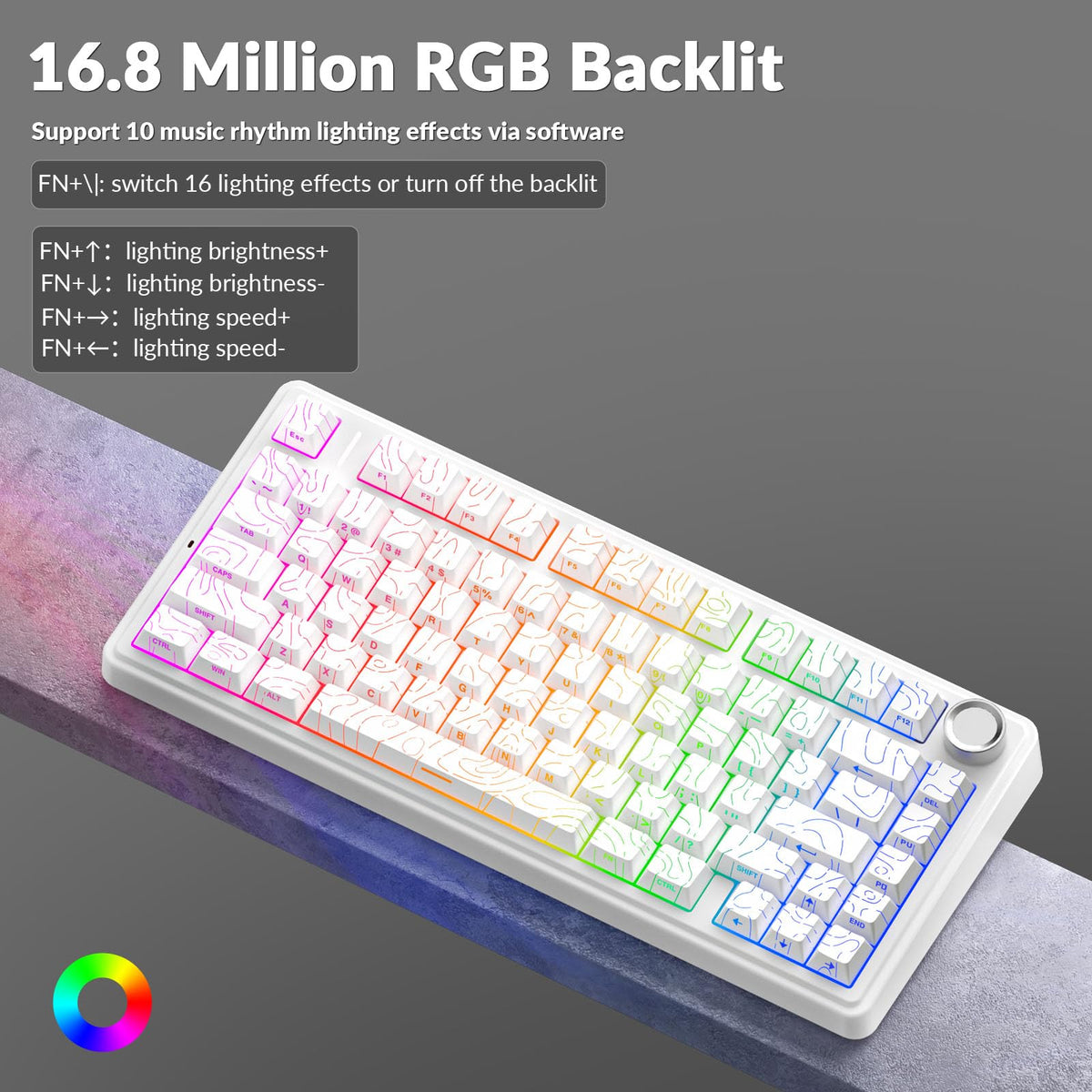 AULA F75 75% Wireless Mechanical Keyboard,2.4Ghz/Type-C/BT5.0 Gaming Keyboards,Advanced Structure,RGB Backlight,Hot Swappable Custom Keyboard for PC/Mac (Cool Black)