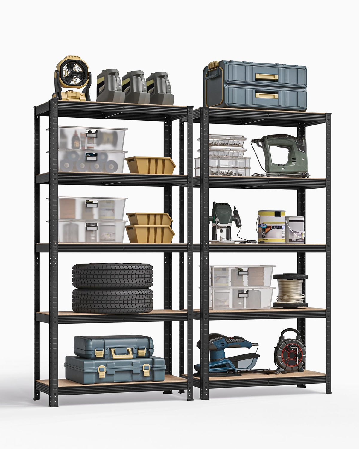 SONGMICS 5-Tier Heavy-Duty Shelving Units, Set of 2, Boltless Assembly