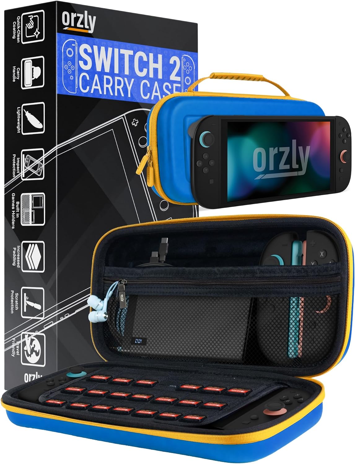 Orzly Carry Case for Nintendo Switch Lite Protective Hard Shell Portable Travel Carry Case with Storage for Accessories & Game Cartridges (Red & White)