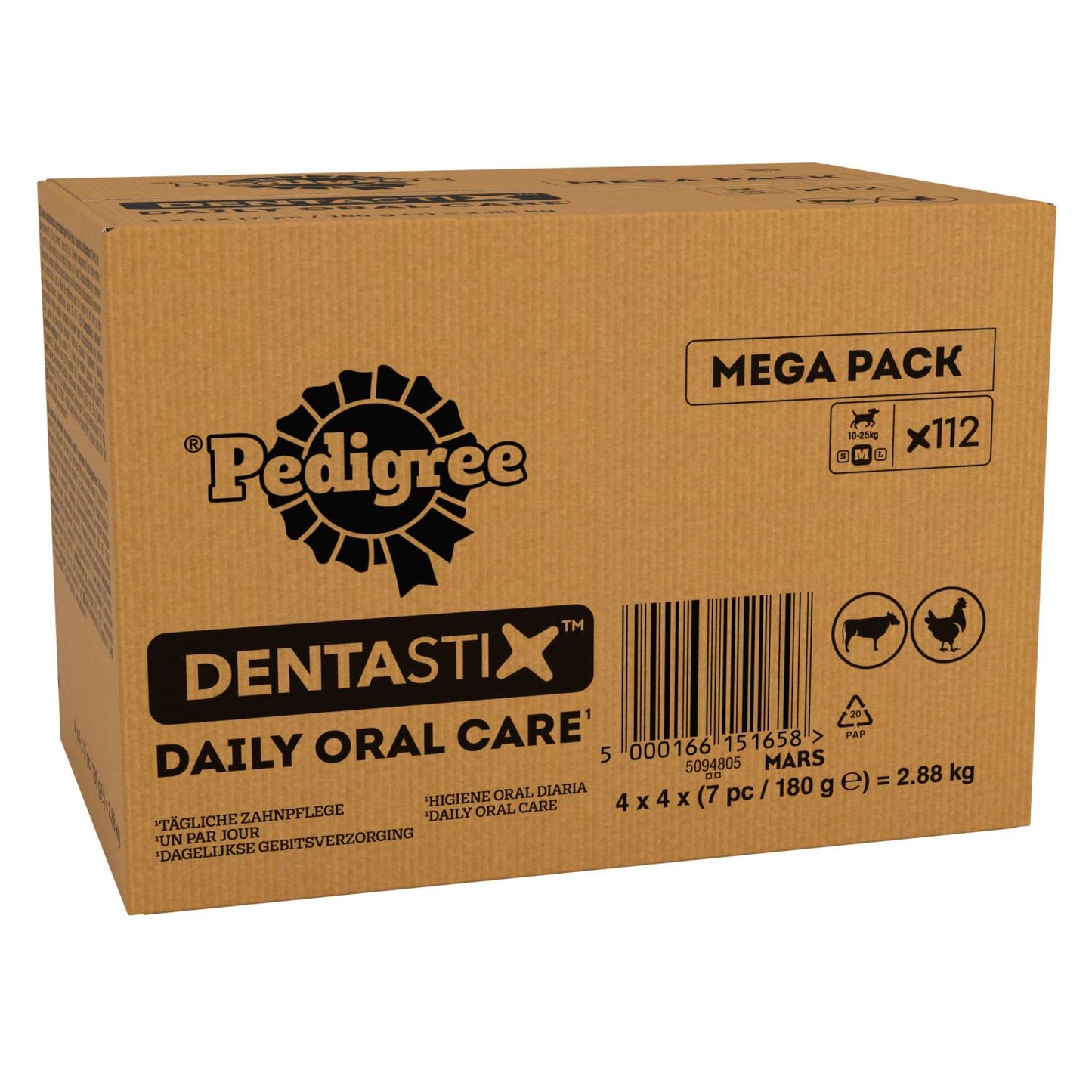 Pedigree DentaStix - Daily Dental Chews For Medium Dogs (10-25 kg), 112 Sticks