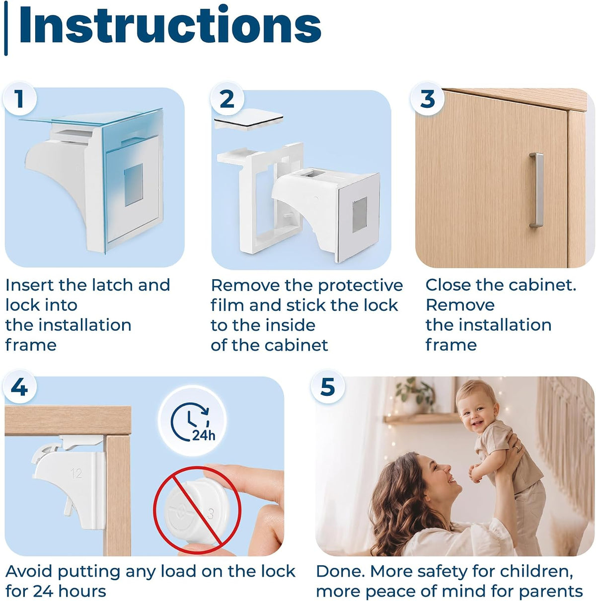 Hoffenbach – 12 Locks & 3 Keys – Magnetic Cupboard Locks – Child Safety Locks for Cabinets, Drawers & Kitchen – Invisible Baby Proofing with Magnet for Doors & Cupboards – White