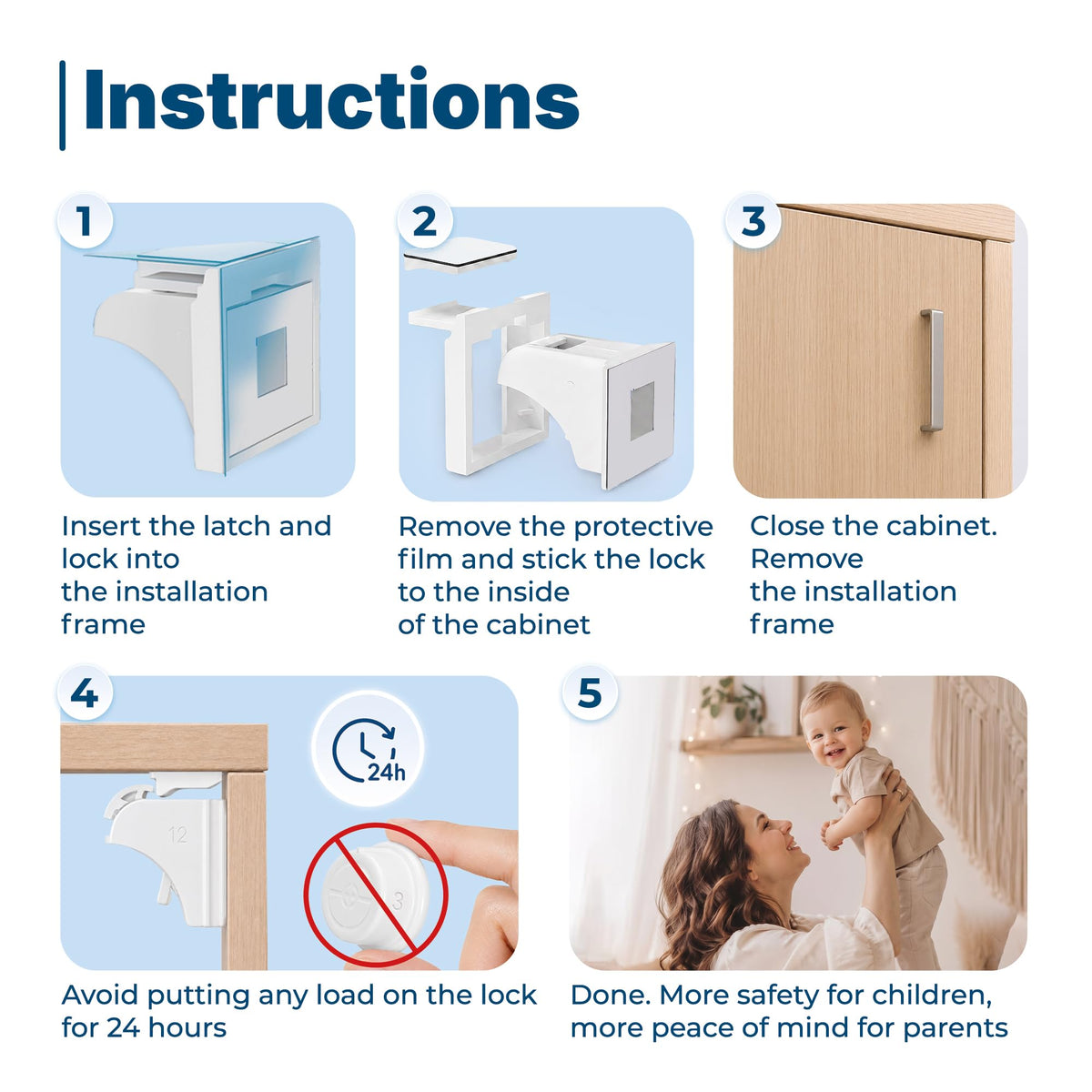 Hoffenbach – 12 Locks & 3 Keys – Magnetic Cupboard Locks – Child Safety Locks for Cabinets, Drawers & Kitchen – Invisible Baby Proofing with Magnet for Doors & Cupboards – White