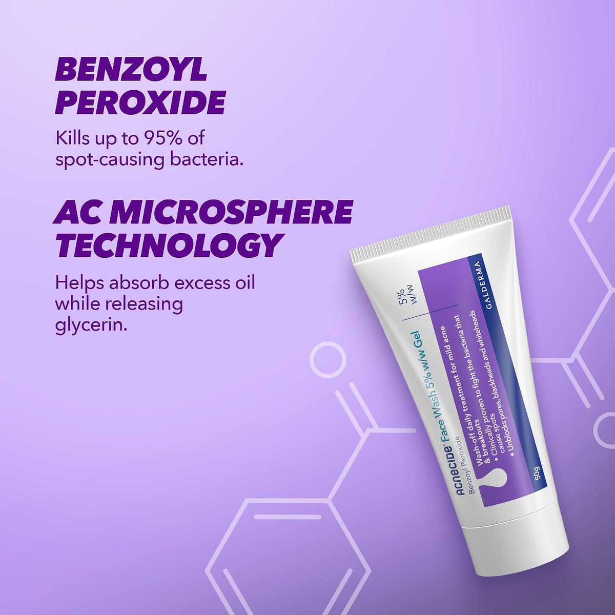 Acnecide Face Wash Gel 5% Benzoyl Peroxide 50g