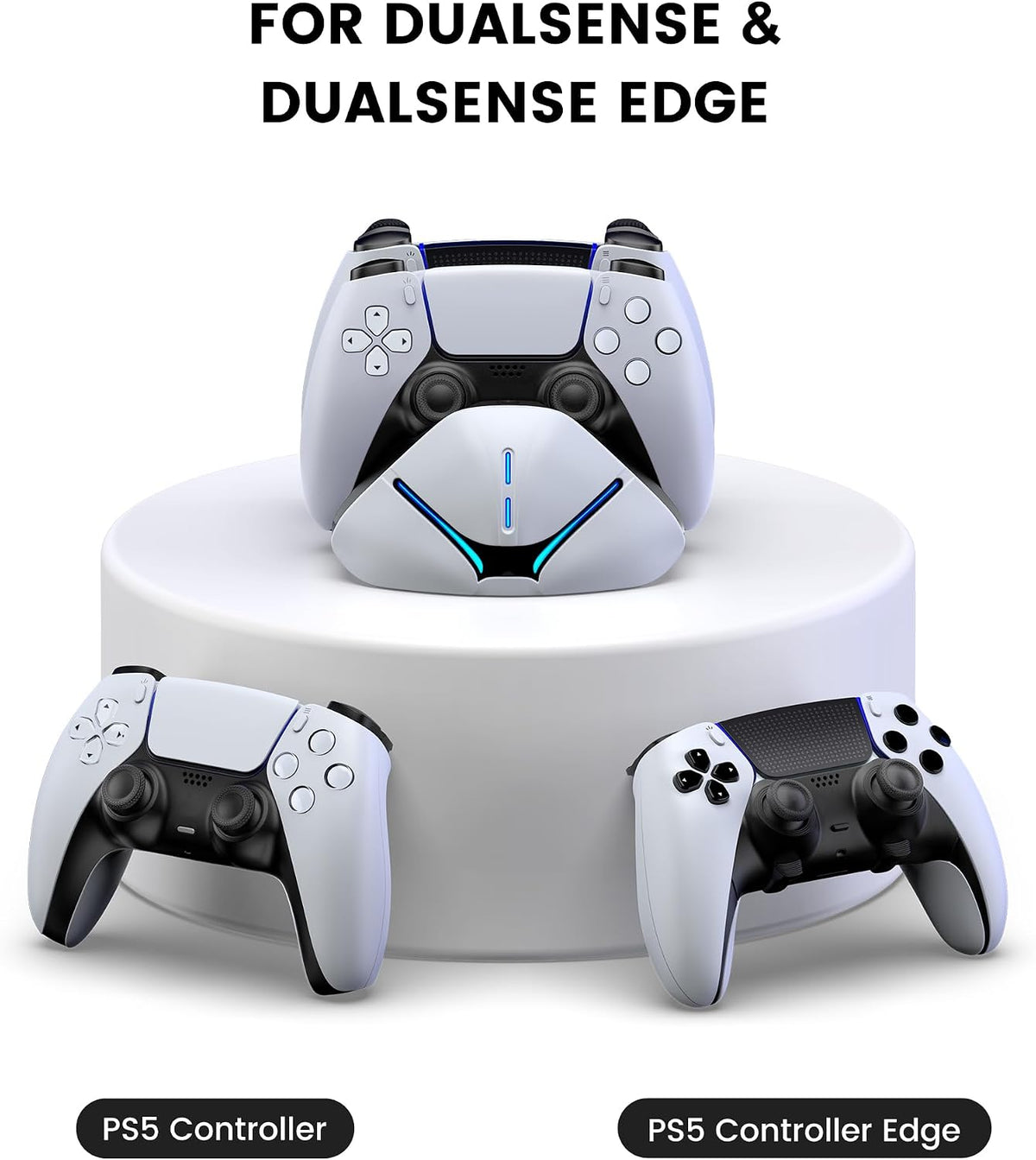 HELLCOOL PS5 Charging Charger for DualSense & Edge, Fast Charge 2 Controllers Simultaneously, Drop&Go No Alignment, LED Indicator with Touch Off, Smart Safety Protection, with 1m USB-C Cable