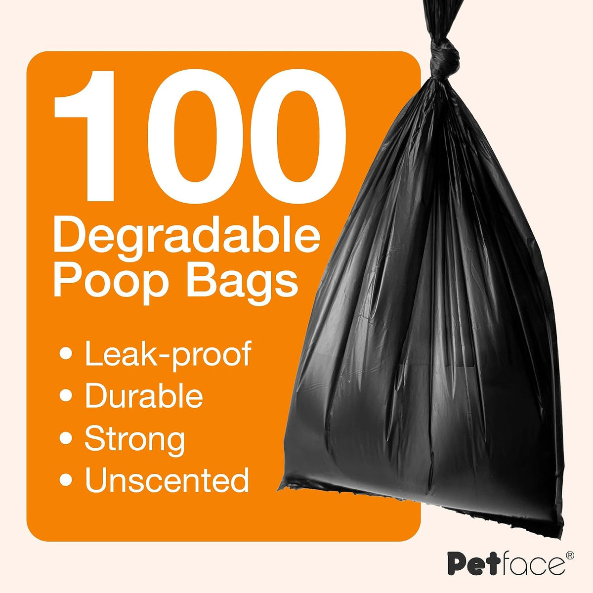 Petface No Mess Degradable Poop Bags With Tie Handles (Pack of 100)