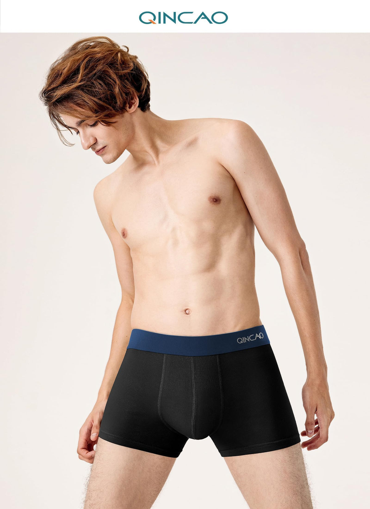QINCAO Mens Boxers Briefs 6 Pack Combed Cotton Tagless Soft & Slim Fit