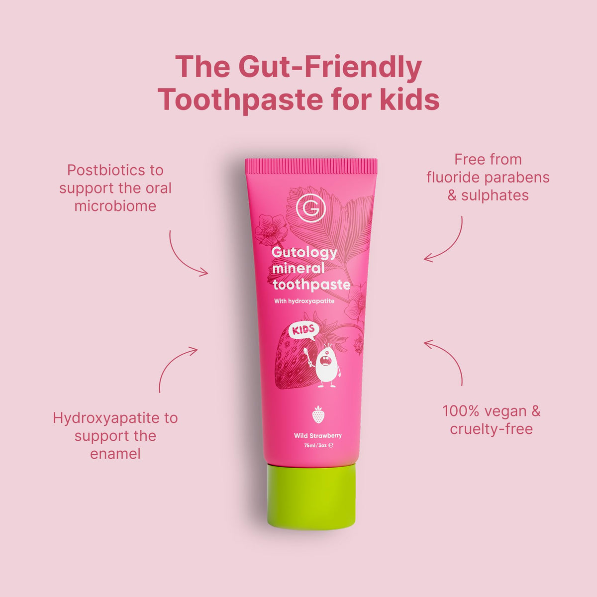 Gutology Mineral Hydroxyapatite Toothpaste, Fluoride Free, 120ml, Wild Mint