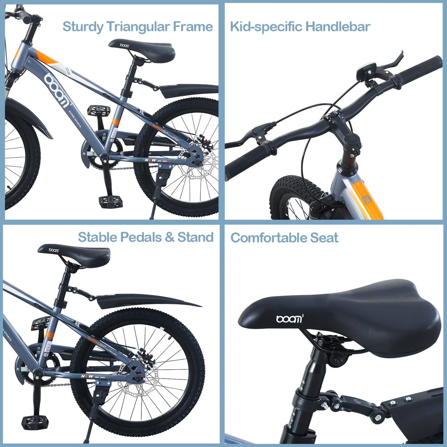 LSBIKE Kids Mountain Bike with Front Suspension & Disc Brakes — 18"/20"/22" | Ages 5-13