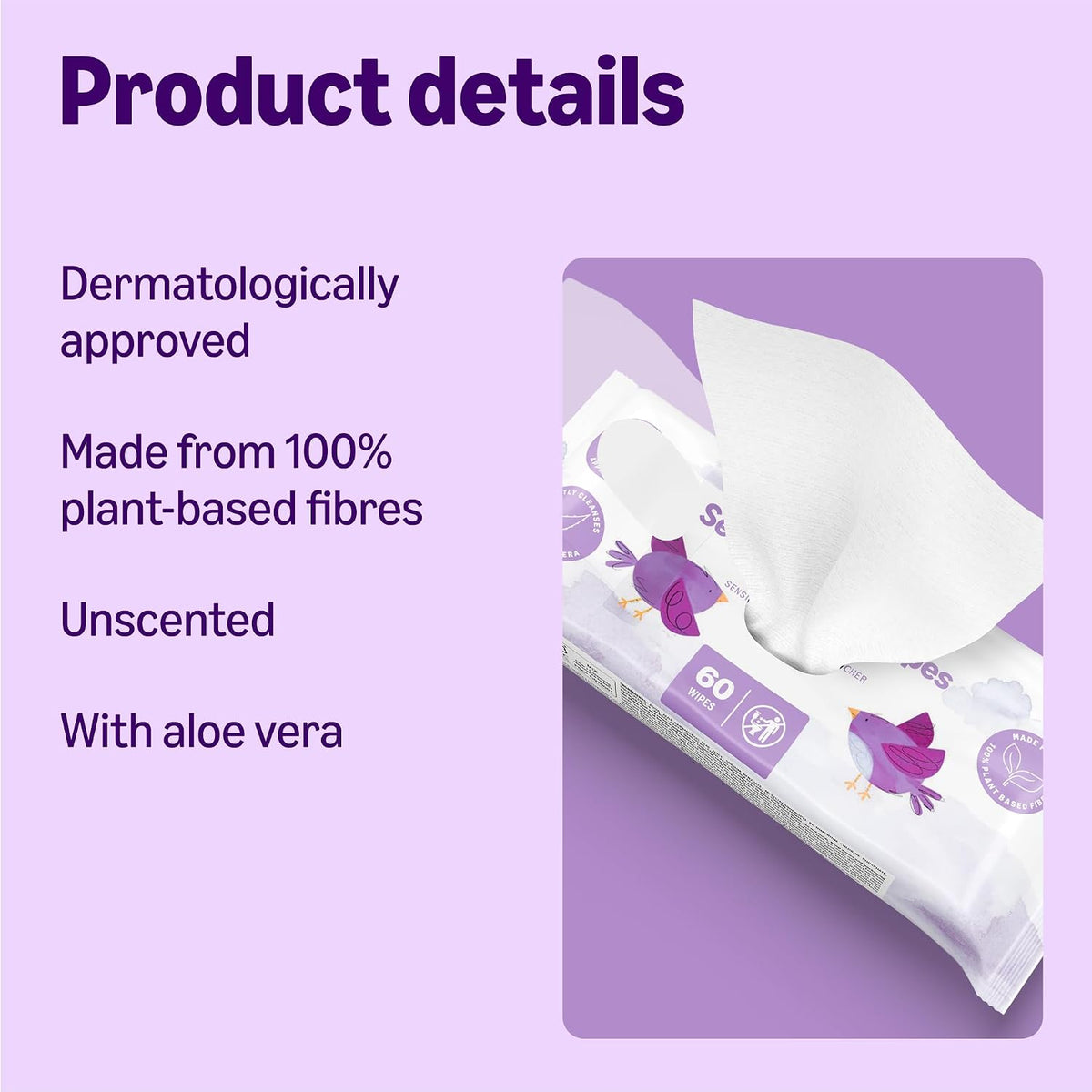 by Amazon Sensitive Baby Wipes, Unscented, 1080 Wipes, 18 Pack of 60, Wipes Without Plastic