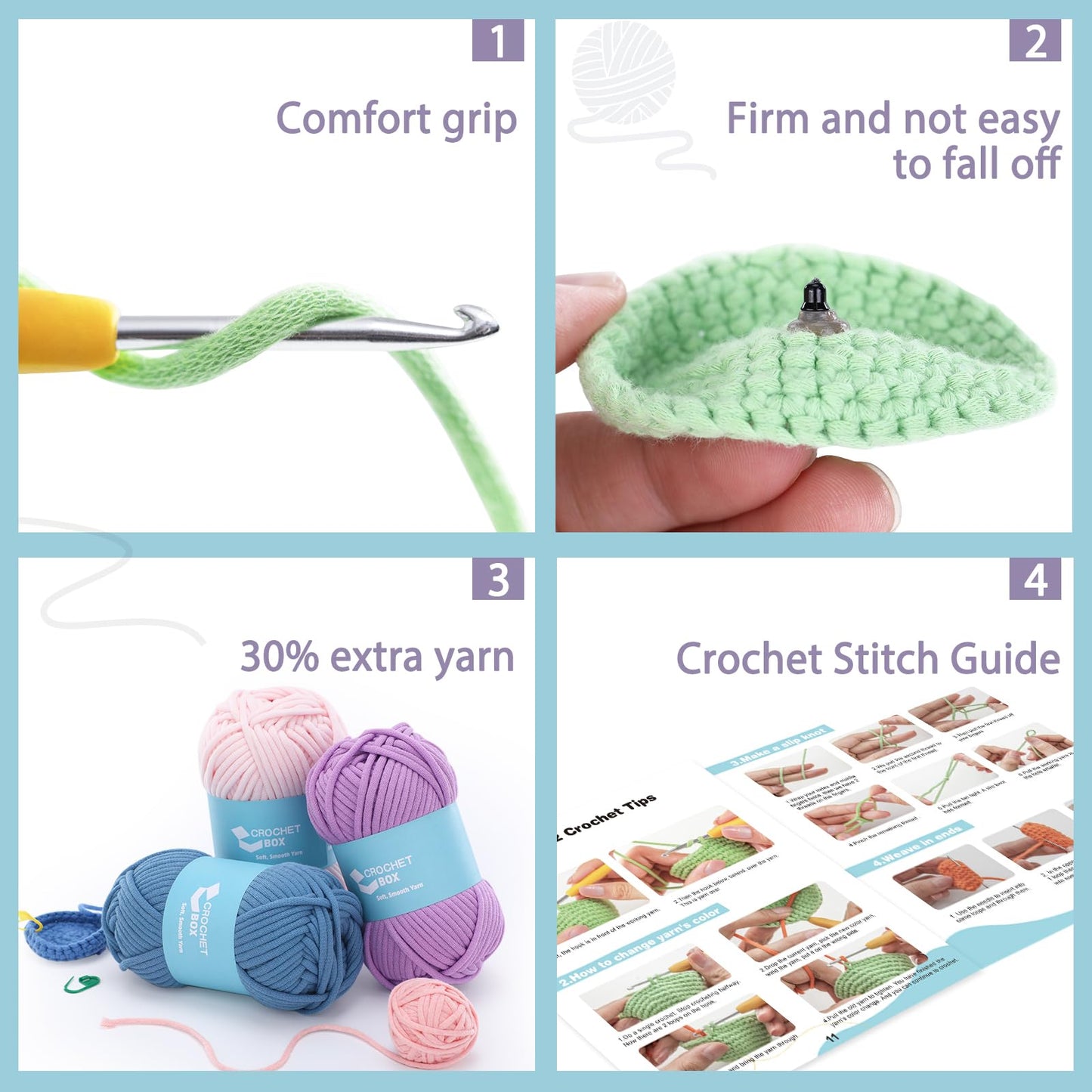 CROCHET BOX Complete Crochet Kit for Beginners - Highland Cow Crochet Kit, Include Video Tutorial, Instruction, Soft Yarn, Birthday Gift for Adults.
