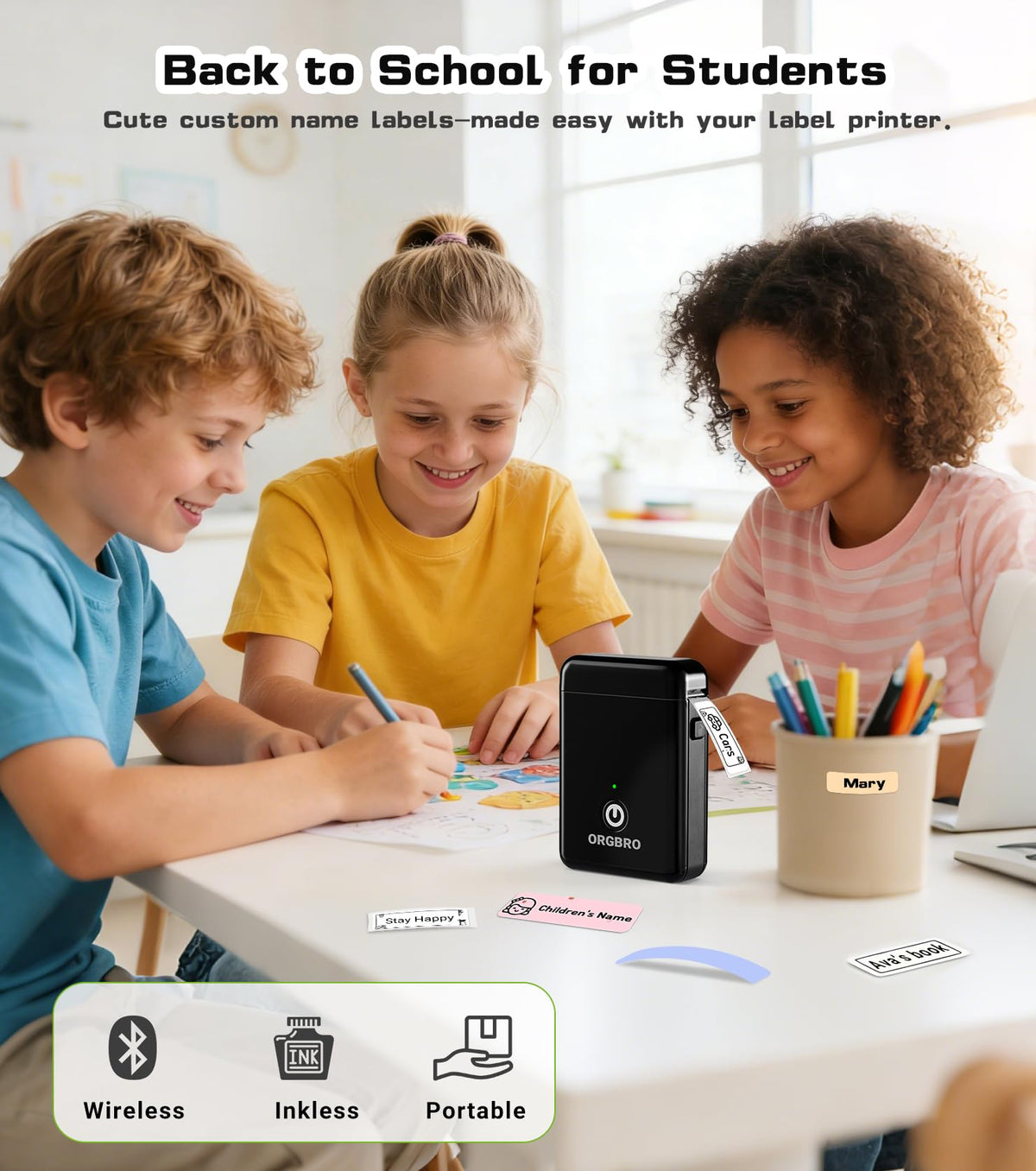 ORGBRO X1 Label Maker Machine with Tape Portable Bluetooth Thermal Printer