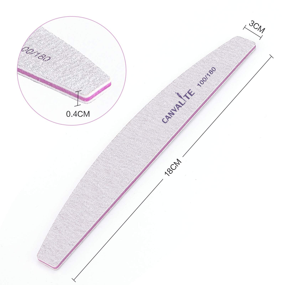 Professional Nail Files Double Sided Emery Board Nail Styling Tools Pet Grooming Tools for Home and Salon Use (Half Moon 180/240, 12pcs)