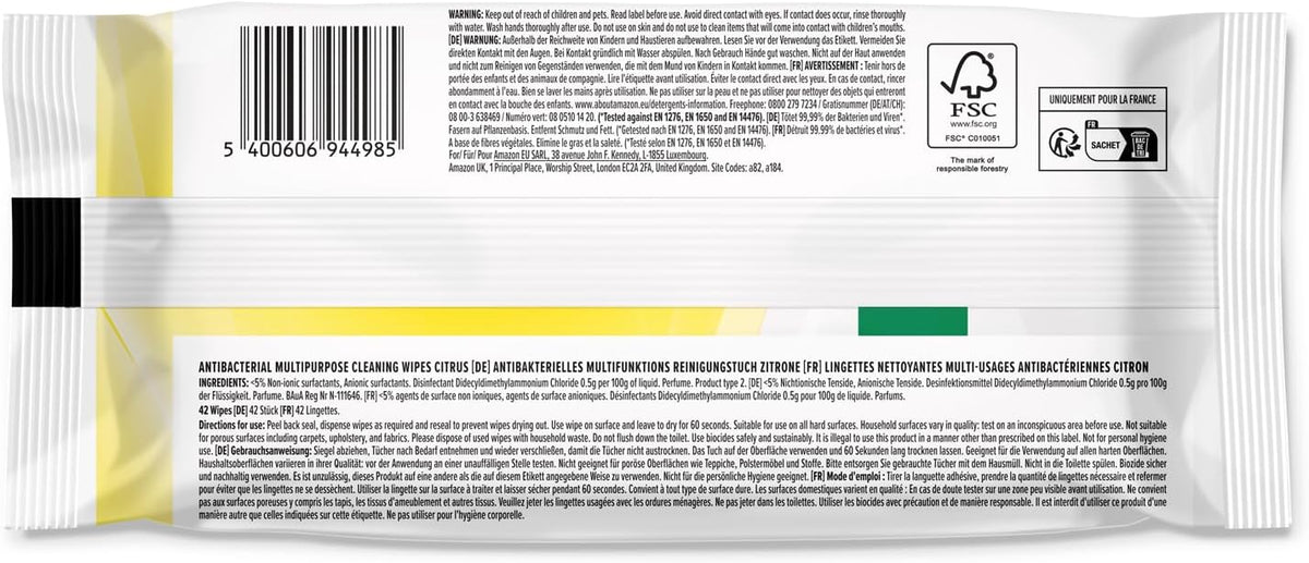 by Amazon Multipurpose Cleaning Wipes Citrus, 252 wipes 42 count (Pack of 6)