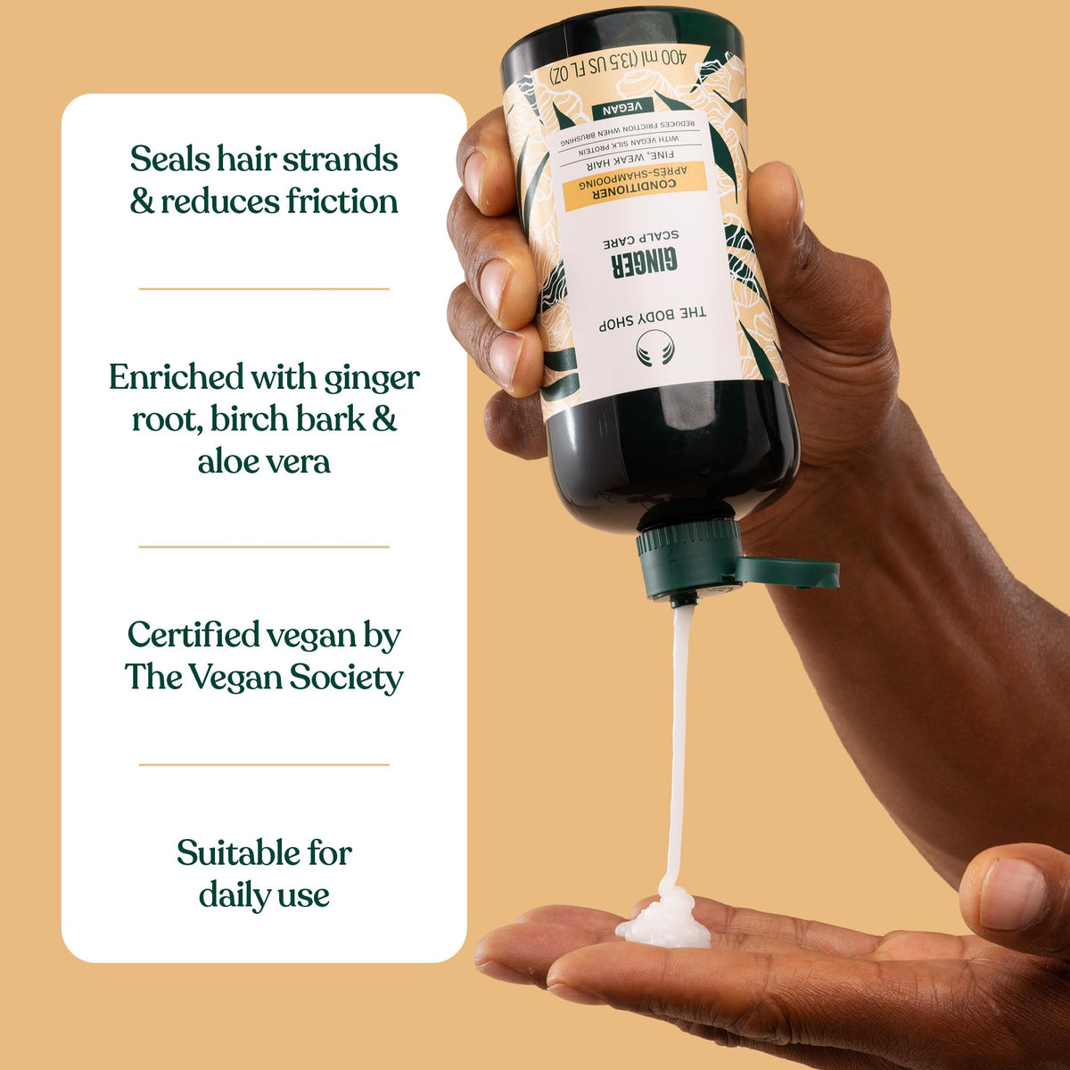 The Body Shop Ginger Scalp Care Conditioner (1x 250ml), Conditioner for Dry, Flaky Scalp, Helps Seal Hair Strands & Reduce Friction, Use After Shampoo, Vegan Haircare