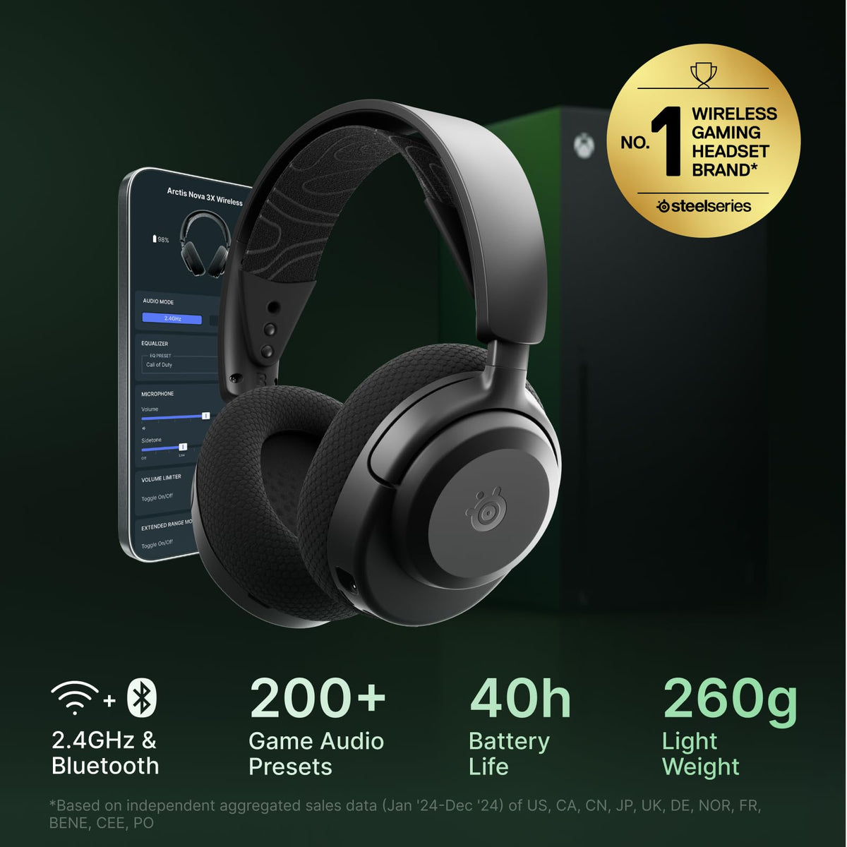 SteelSeries Arctis Nova 3X Wireless - Xbox Headset - Gaming Headset - Mobile App Control - 40 HR Battery with fast charging - Compatible with Xbox, PC, Switch and more - 2.4GHz/Bluetooth - Lavender