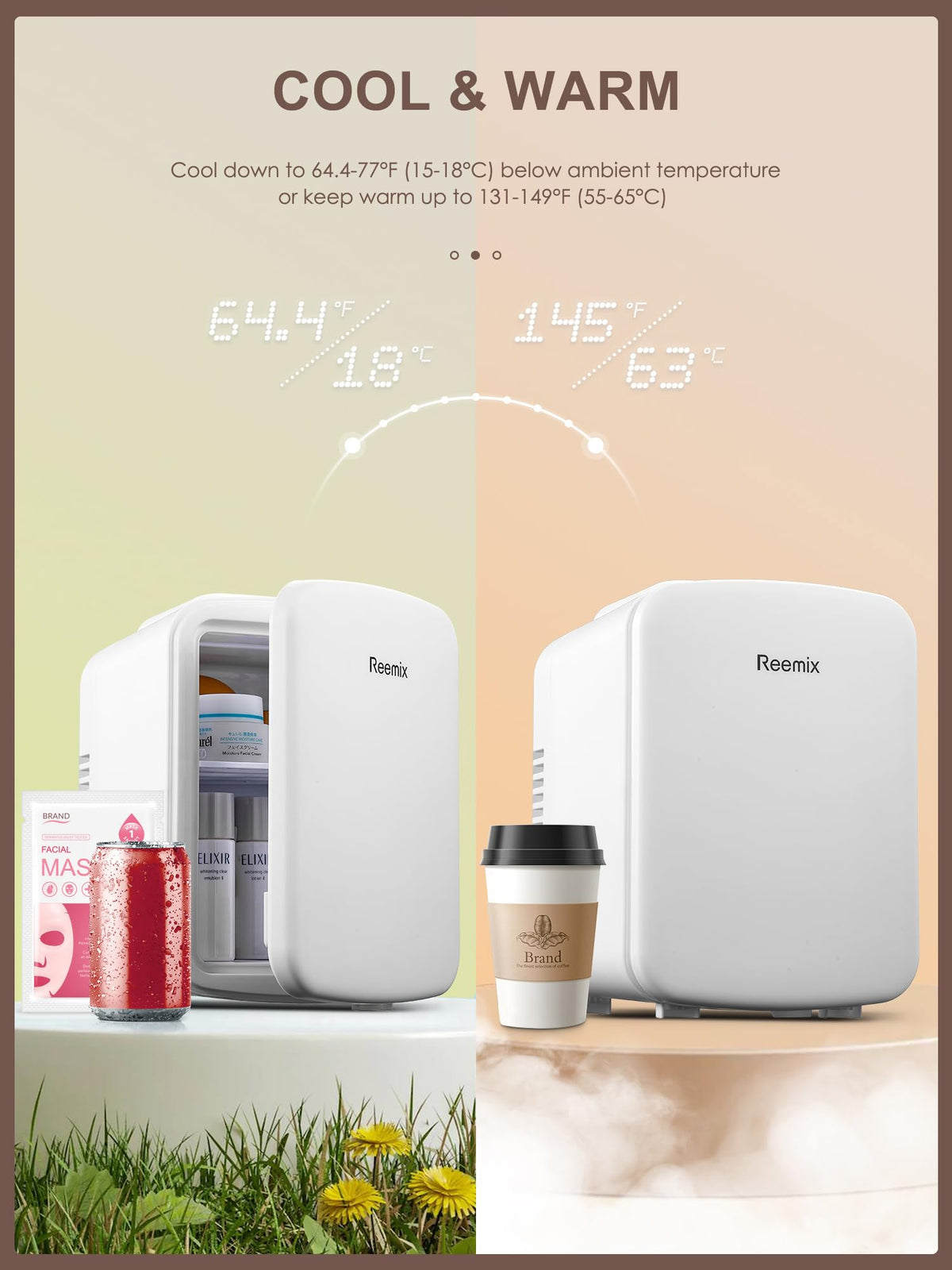 Mini Fridge 4 Litre, 6 Can Portable AC+DC Power Cooler & Warmer, Portable Small Fridge for Bedrooms, Cars, Offices; Skincare, Makeup, Cosmetics, Food (Black, 4L)