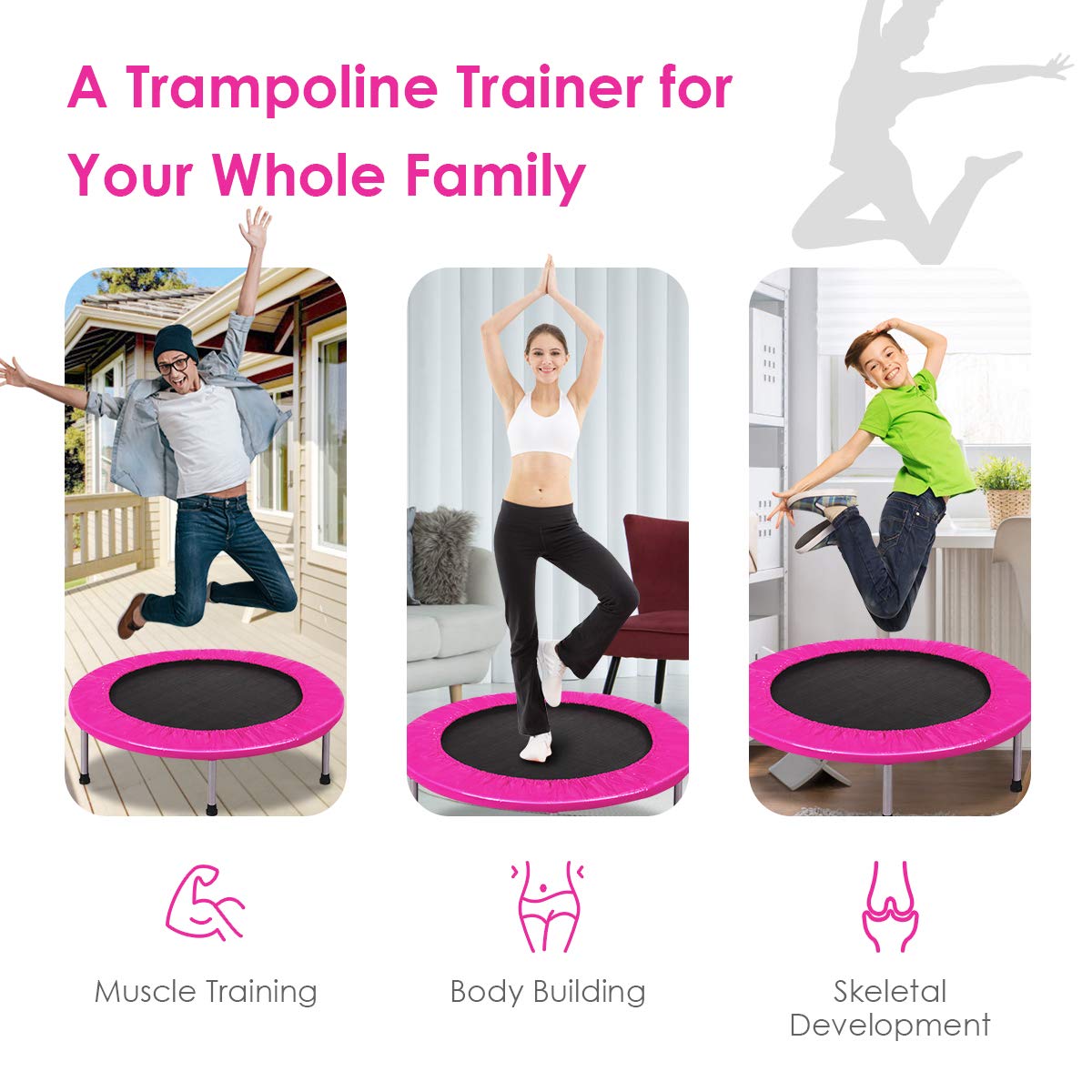 COSTWAY 38" Foldable Mini Fitness Trampoline with Carry Bag — Max 150 kg