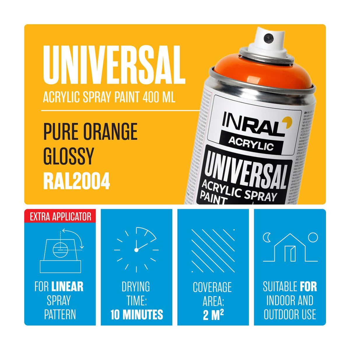 Acrylic Spray Paint Pure White Matt RAL9010 [400ml] – Universal Spray for Metal, Plastic, Wood & Stone – High-Coverage, UV & Rain Resistant – Indoor & Outdoor Use