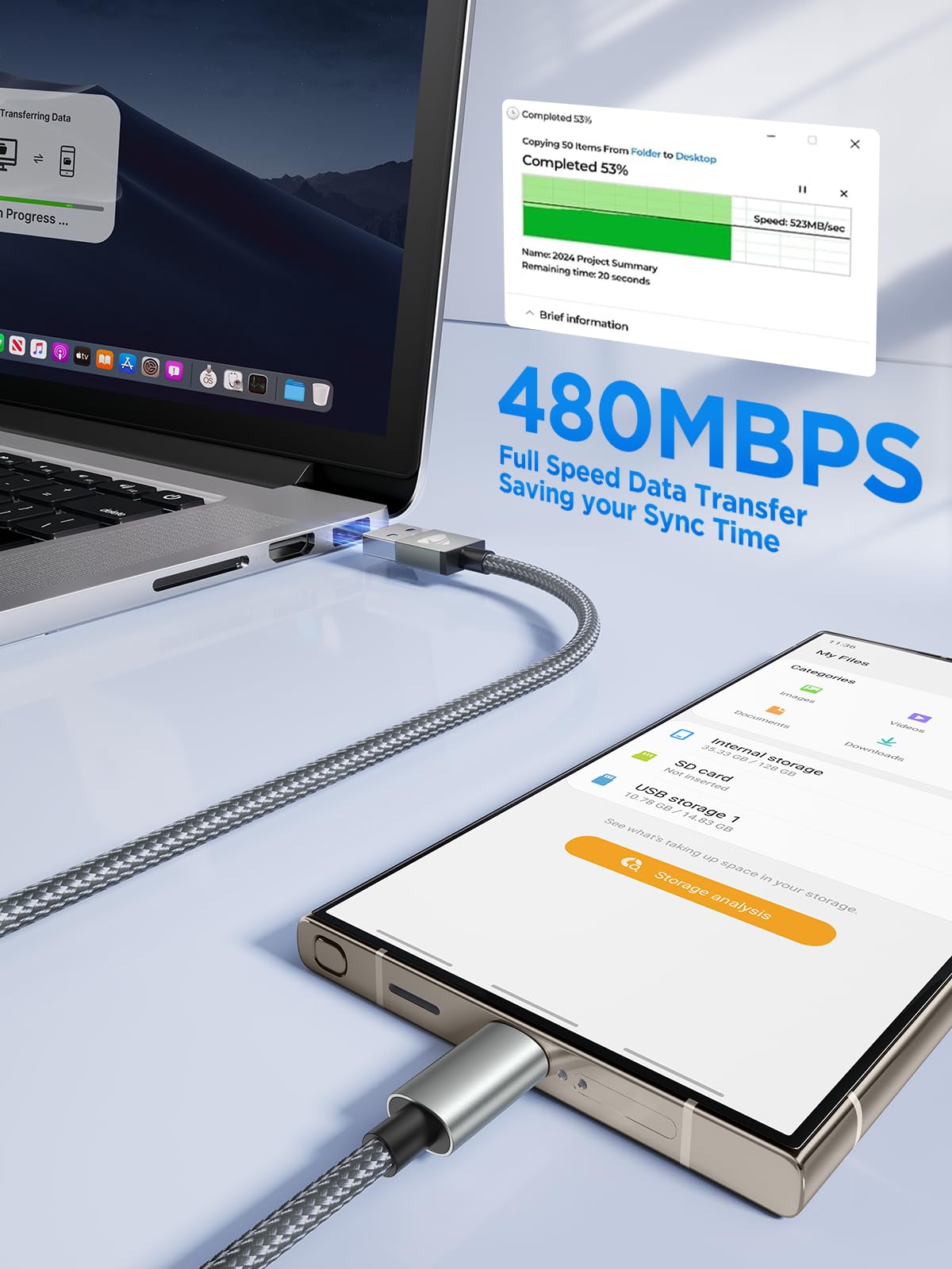 Yosou USB C Charger Cable 2M 2Pack USB A to USB C Type C Charger Fast Charging 3A Lead Braided for Samsung Galaxy S22 S21 S20,Pixel 8 7 6,PS5,Switch
