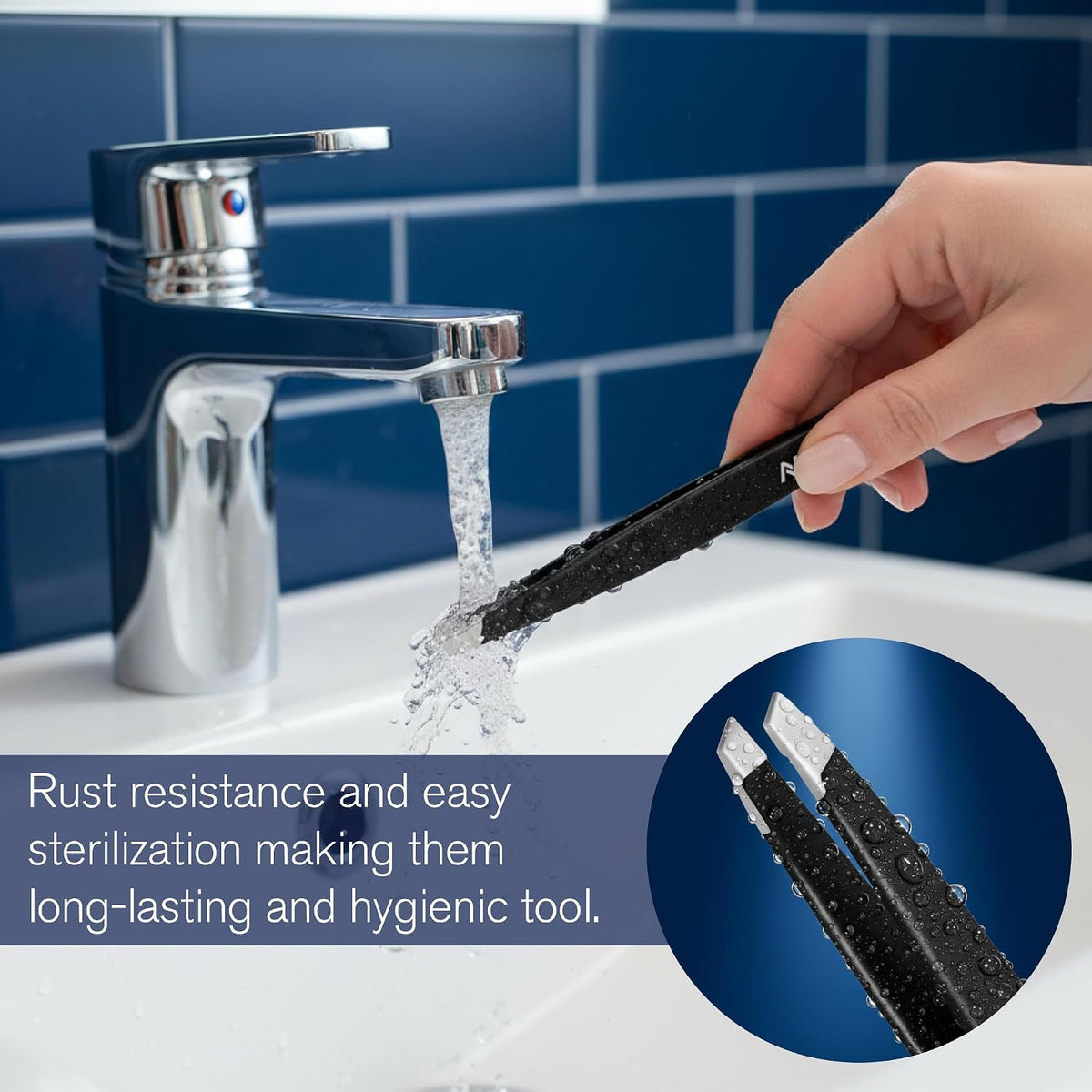 NARZ 1 Piece Professional Tweezer for Facial Hair Women & Men Stainless Steel Precision Tweezers for Ingrown Hair Tweezers for Men & Women (Shiny Black)