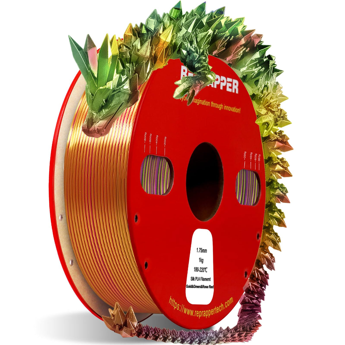 Reprapper 4X 250g Color Pack – Dual Color PLA Filament 1.75mm for 3D Printer & 3D Pen, Multicolour Filament, 4 x 250g Matte Red/Blue, Matte Purple/Green, Silk Red/Blue, and Silk Purple/Green