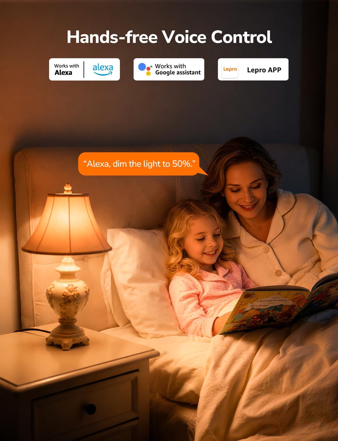 Lepro AI Smart Bulb E14, Colour Changing, Dimmable, Works with Alexa/Google