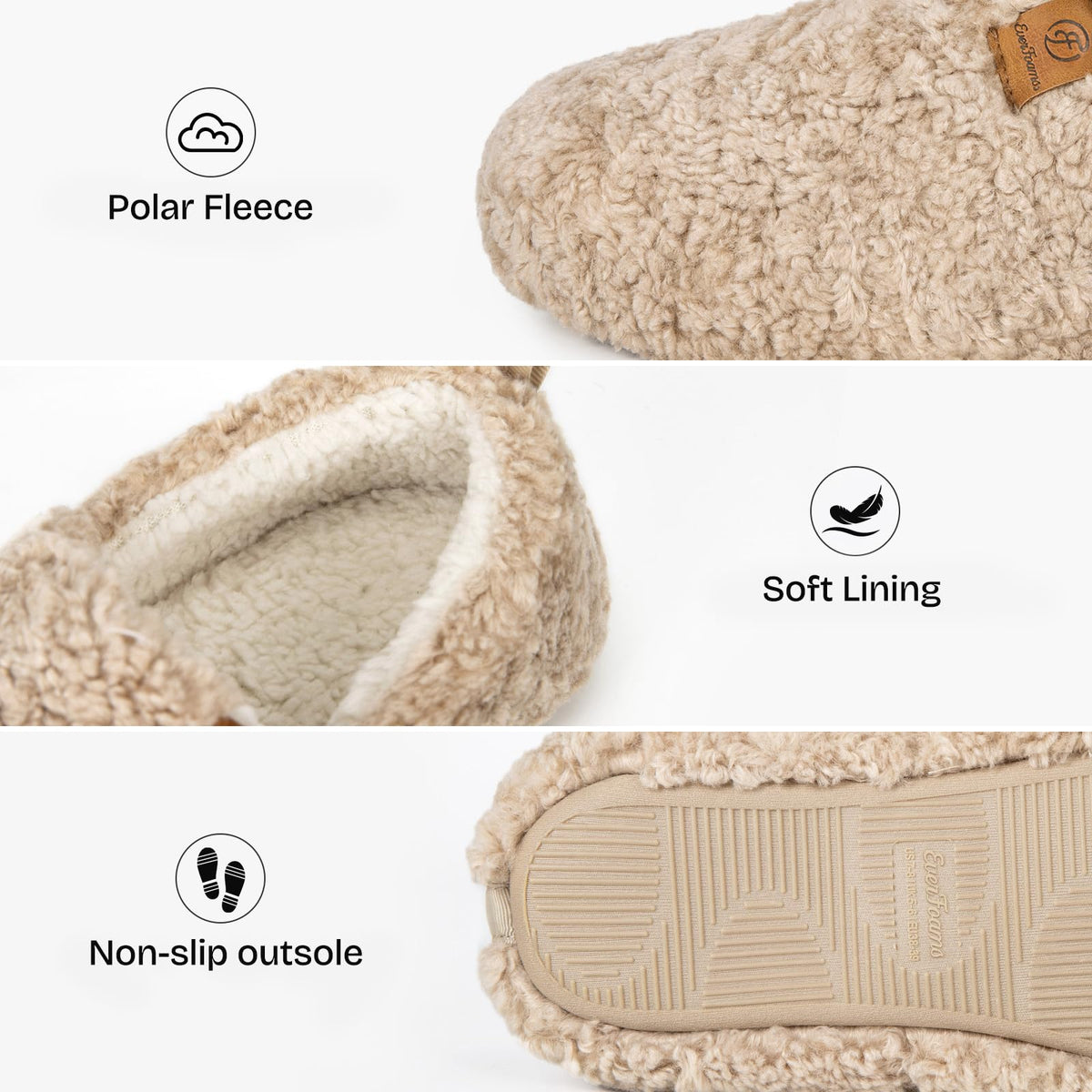 EverFoams Women's Fuzzy Full Slippers Faux Shearling Memory Foam