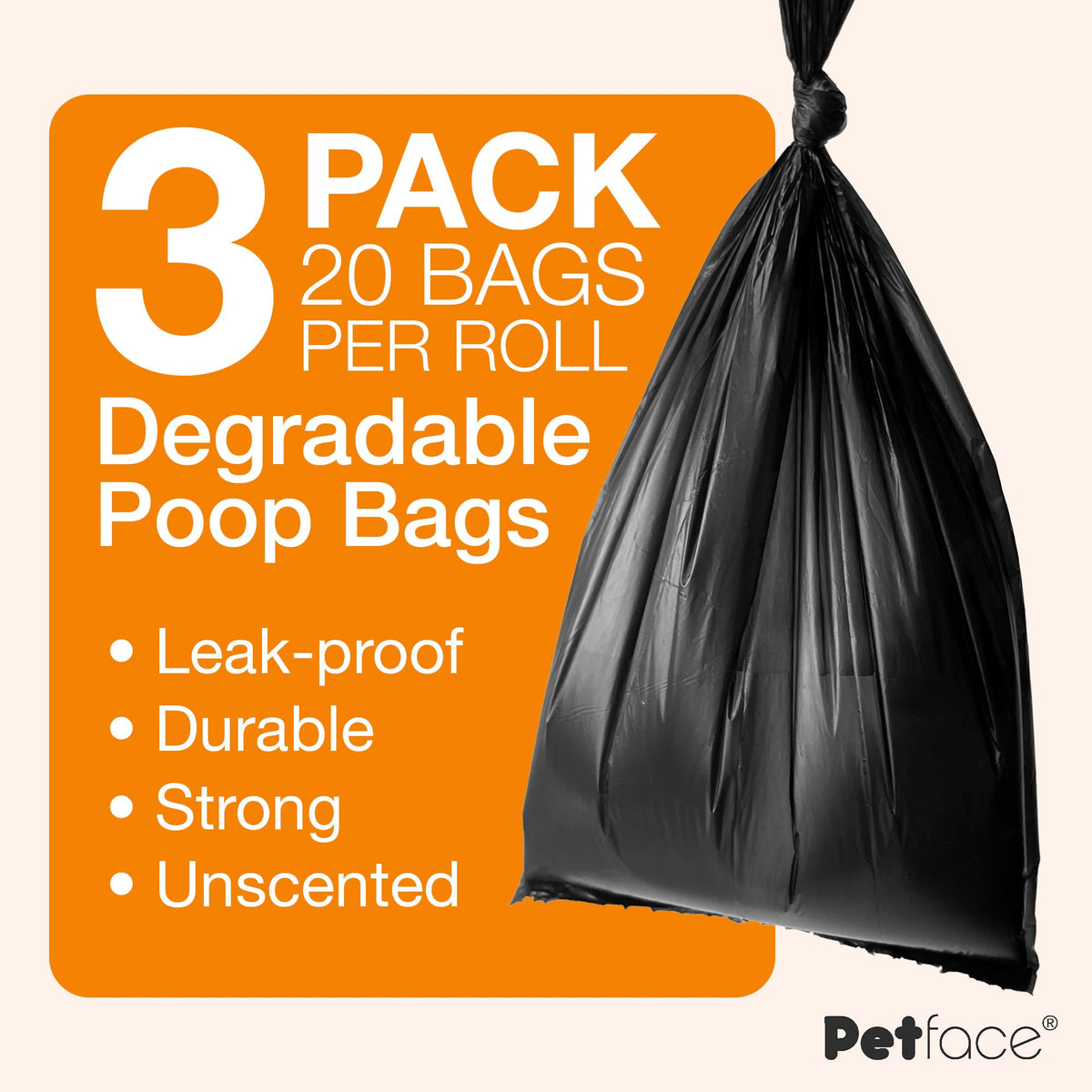Petface No Mess Degradable Poop Bags With Tie Handles (Pack of 100)