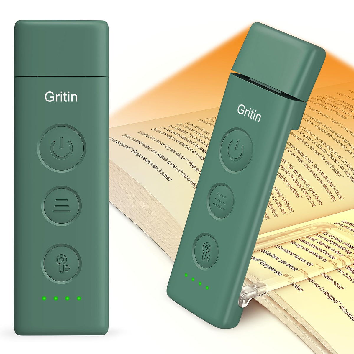 Gritin Book Light Rechargeable, Reading Light Lamp Clip on Book for Reading
