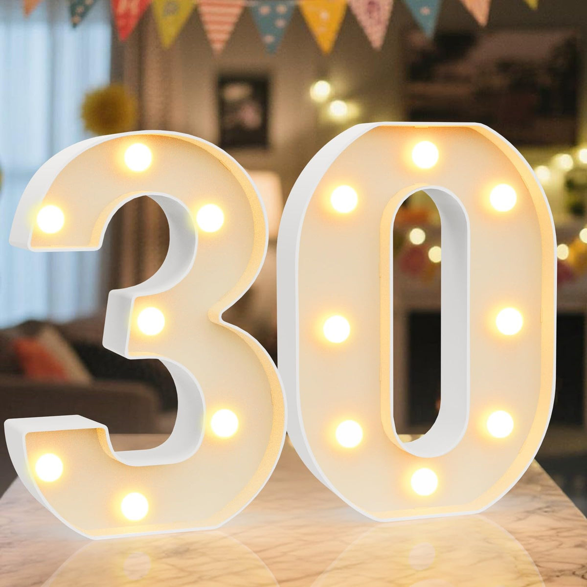 Ledido Pink Glitter Light Up Number 80 for 80th Birthday Decorations