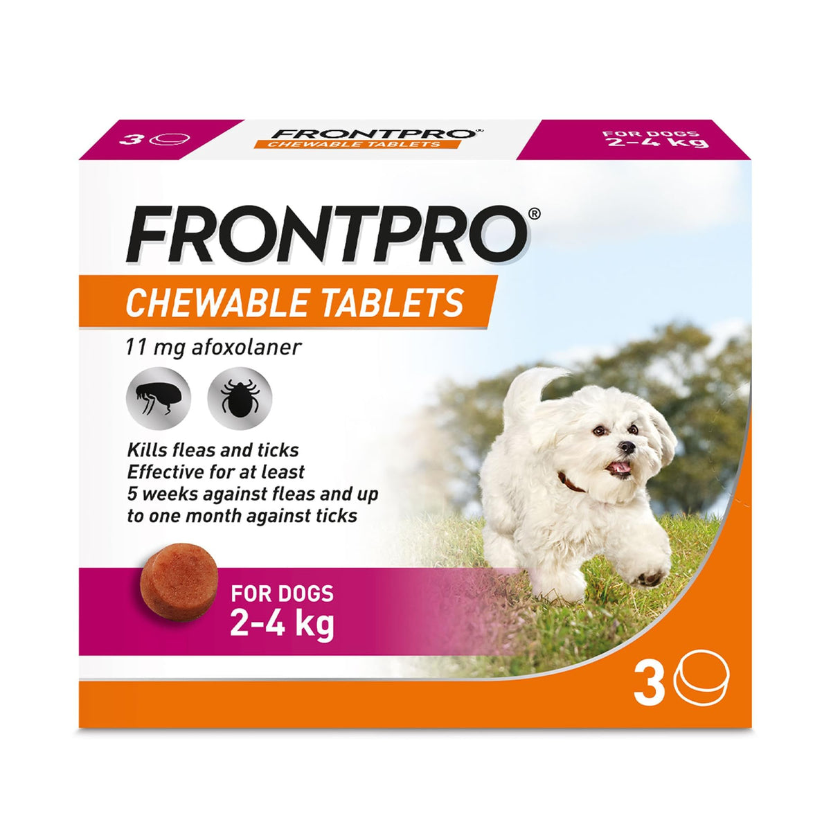 FRONTPRO Chewable Tablets Flea & Tick Treatment for Dogs 3 Pack (10-25kg)