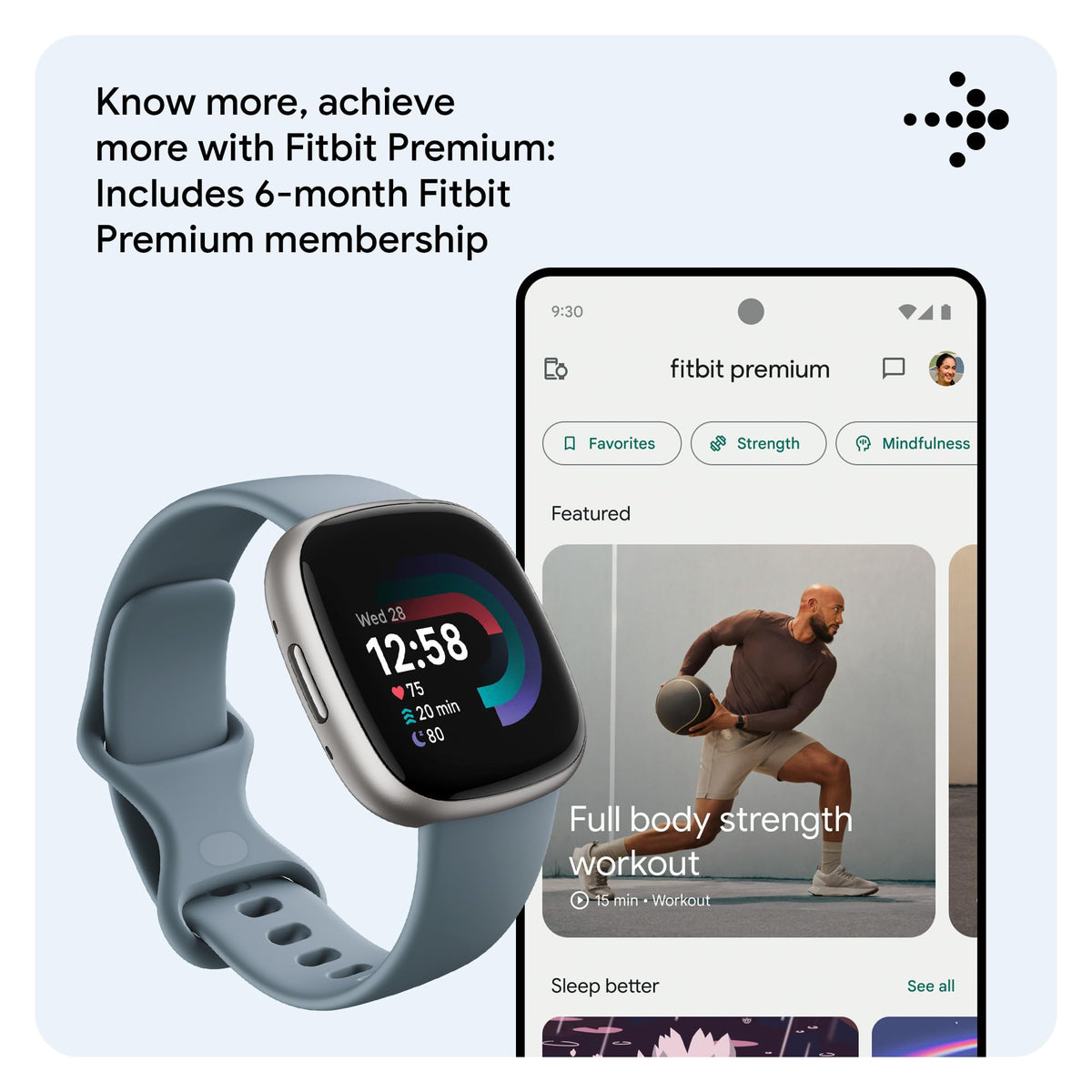 Fitbit Google Versa 4 Fitness Smartwatch with 3 Months Google Health Membership Included and up to 6 days battery life - compatible with iOS & Android, Black/Graphite Aluminium