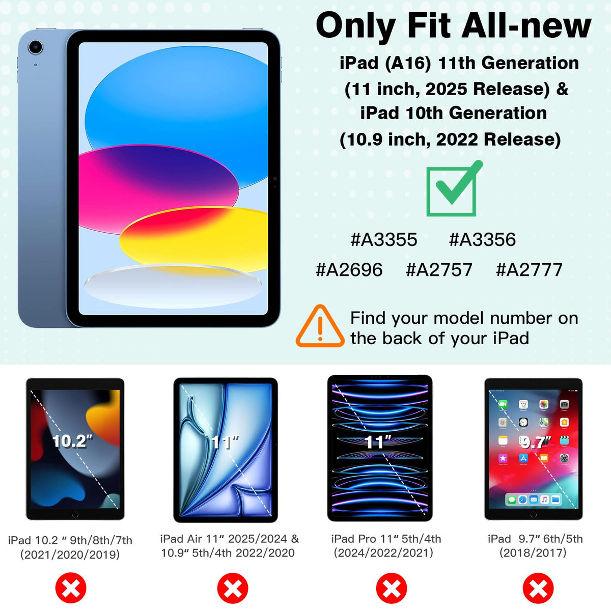 TiMOVO Case for iPad A16 11th Gen 11"/10th Gen 10.9", Abyss Blue