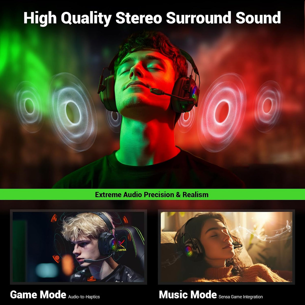 Krysenix Wireless Gaming Headset with Mic for PS5, PS4, PC, Switch, Mac