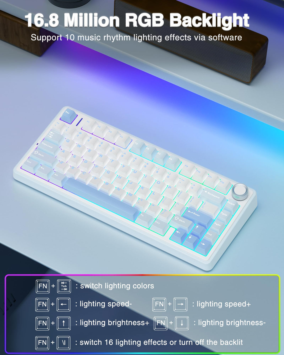AULA F75 75% Wireless Mechanical Keyboard,2.4Ghz/Type-C/BT5.0 Gaming Keyboards,Advanced Structure,RGB Backlight,Hot Swappable Custom Keyboard for PC/Mac (Cool Black)