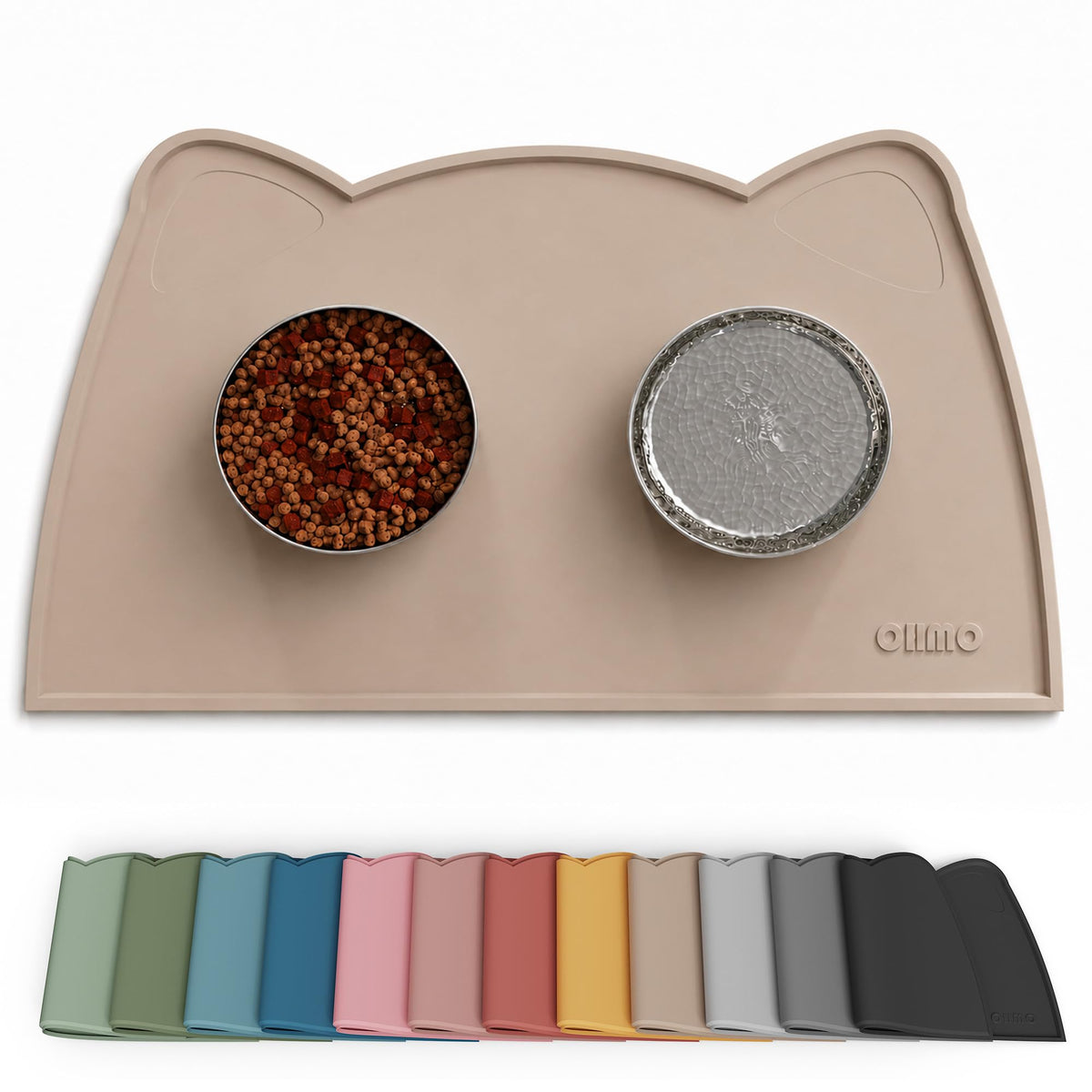 OHMO Silicone Cat Food Mat for Food&Water Bowls, 46x25cm, Camo Green