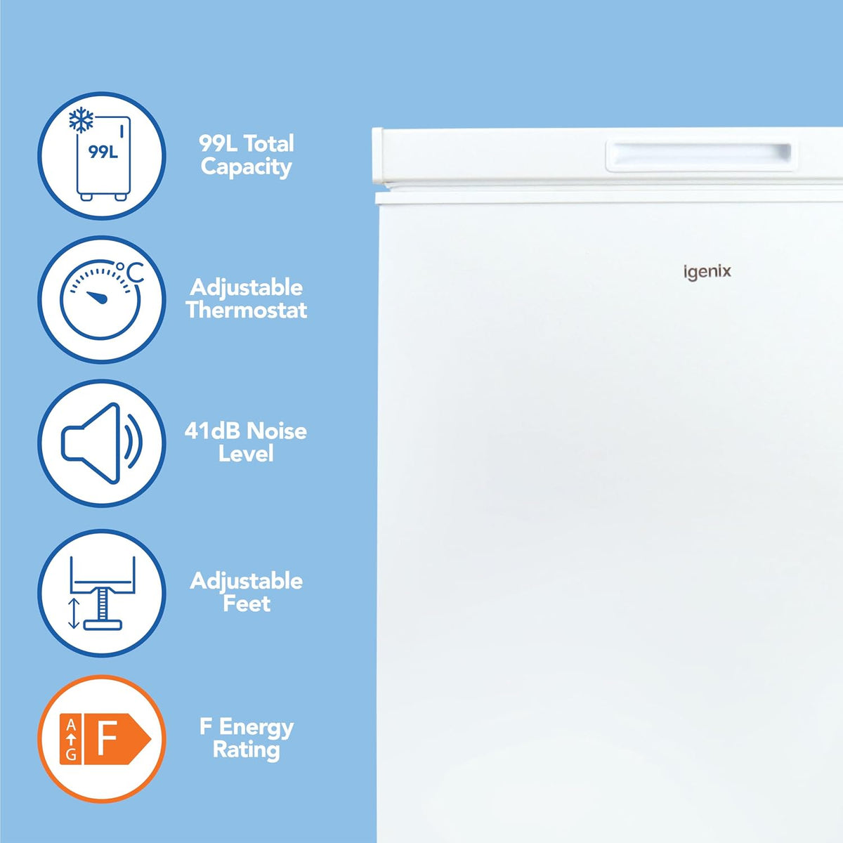 Igenix IGCF0198W Freestanding Chest Freezer, 198 Litre, White