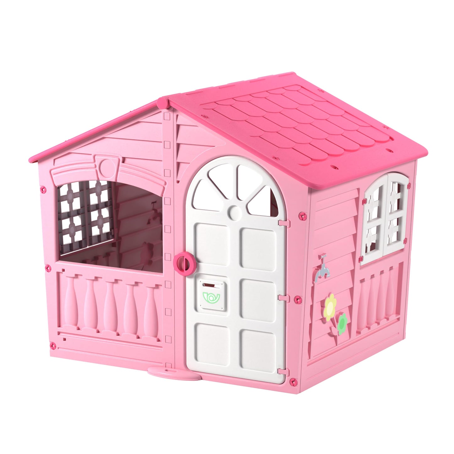 House of Fun Playhouse for Kids - Indoor and Outdoor - Work Door and Windows - Pink and White Candy Yarn - Children Ages 2+