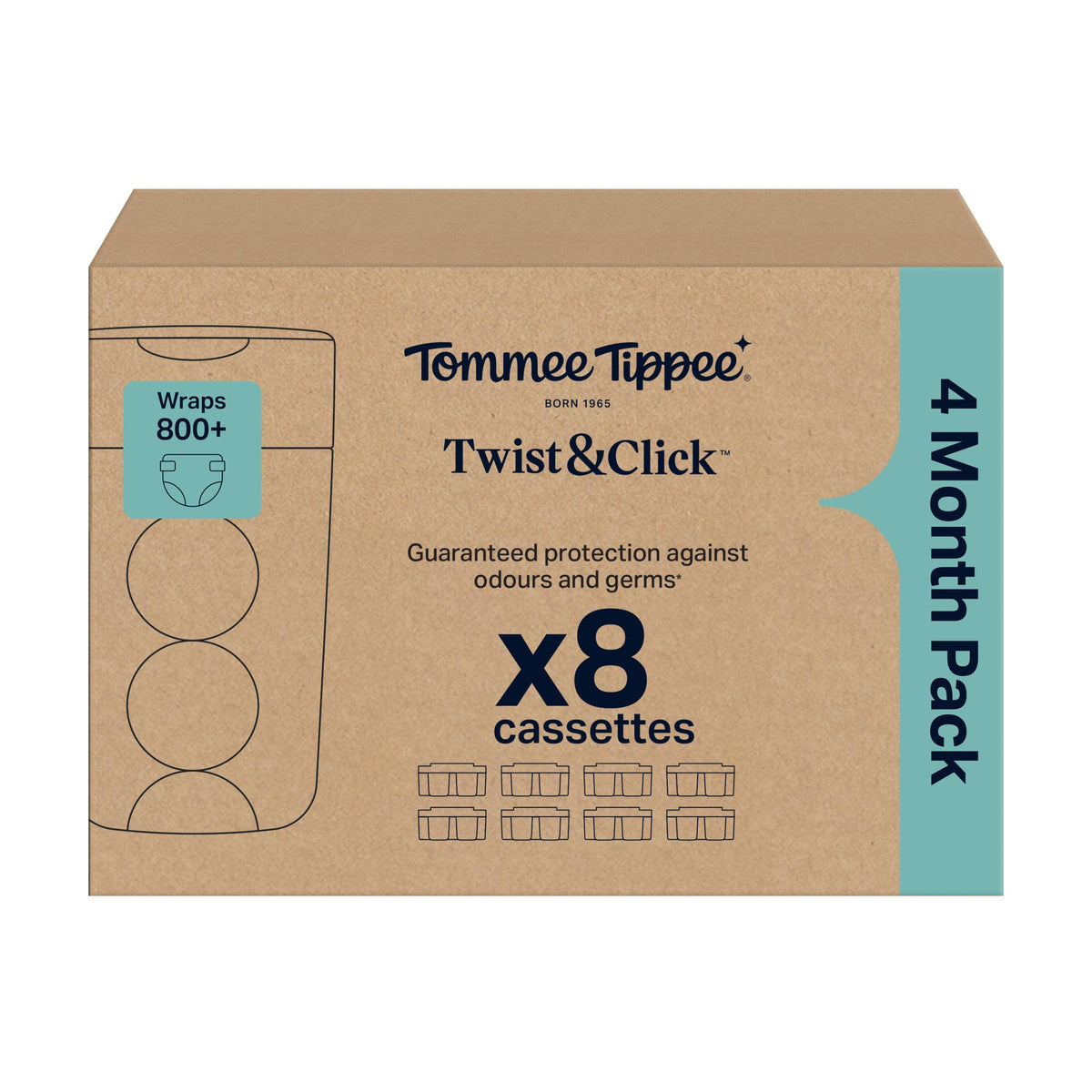 Tommee Tippee Twist & Click Nappy Bin Refill Cassettes Pack of 4
