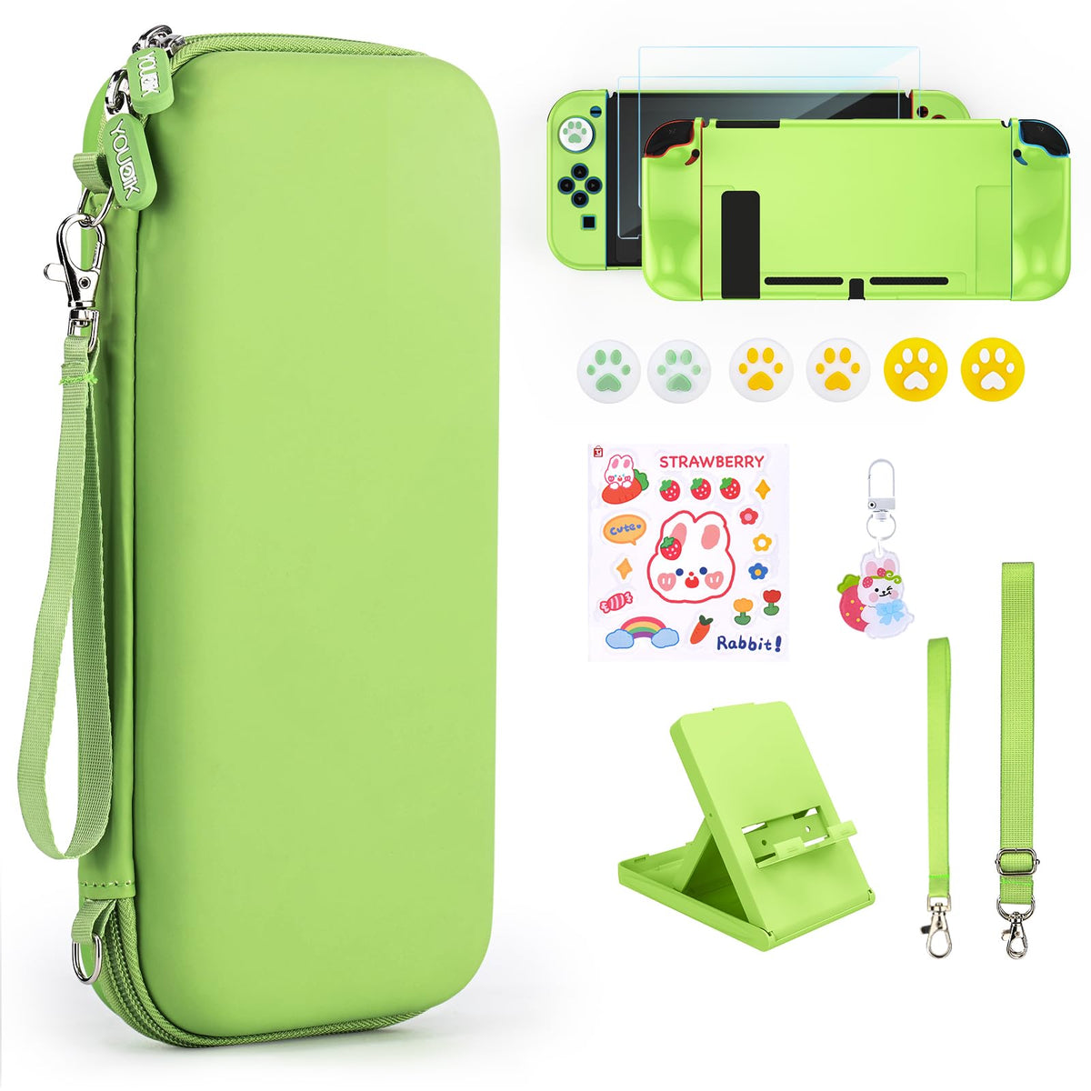 Younik Switch Accessories Bundle, 17 in 1 Switch Accessories Kit for Girls Include Switch Carrying Case with 9 Game Card Slots, Adjustable Stand, Protective Case for Switch Console & J-Con (Blue)