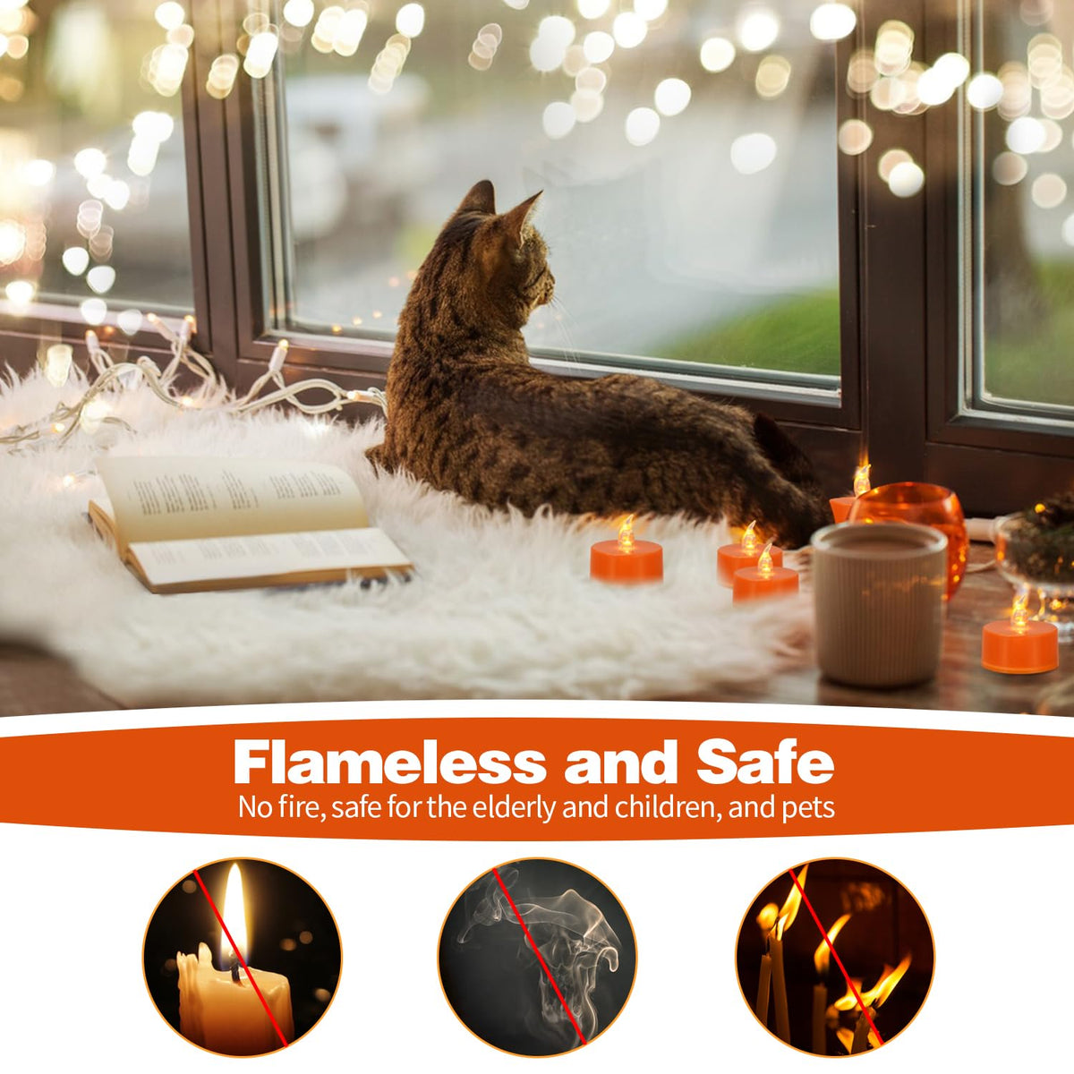24 Pack LED Tea Lights, Warm White Light, for Decoration