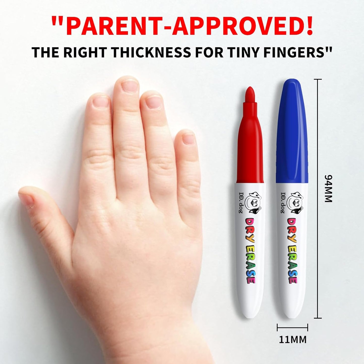 12 Colour Kids Dry Wipe Whiteboard Pens Non-Toxic Fine Tip Low Odour Mini Dry Erase Markers for School Classroom Home Children Art Supplies