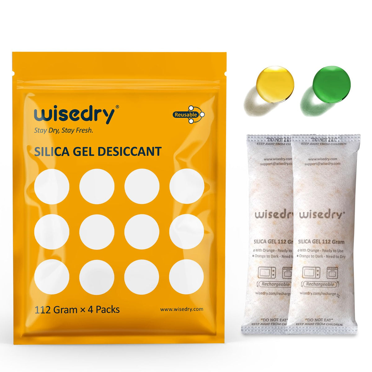 wisedry Silica Gel Sachets Bags 10 Gram x 30 Packs with Orange Beads Humidity Indicator Desiccant Packs Moisture Absorber for Air Dryer Moisture Removal, Food Grade