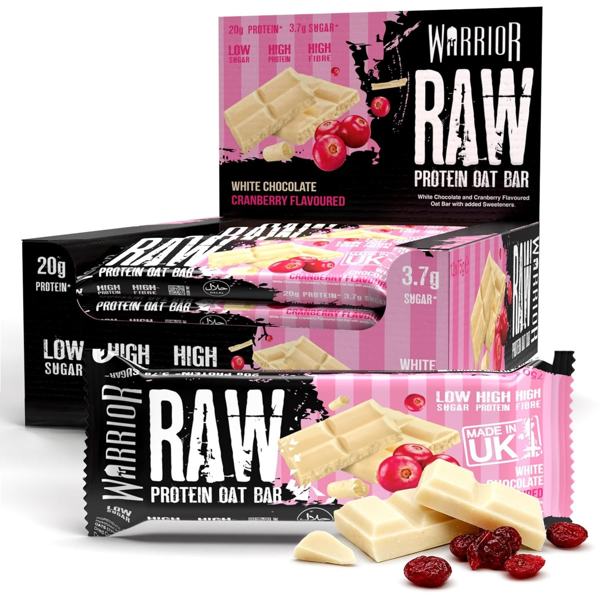 Warrior RAW Protein Bars 12 x 75g High Protein Oat Flapjack Snack