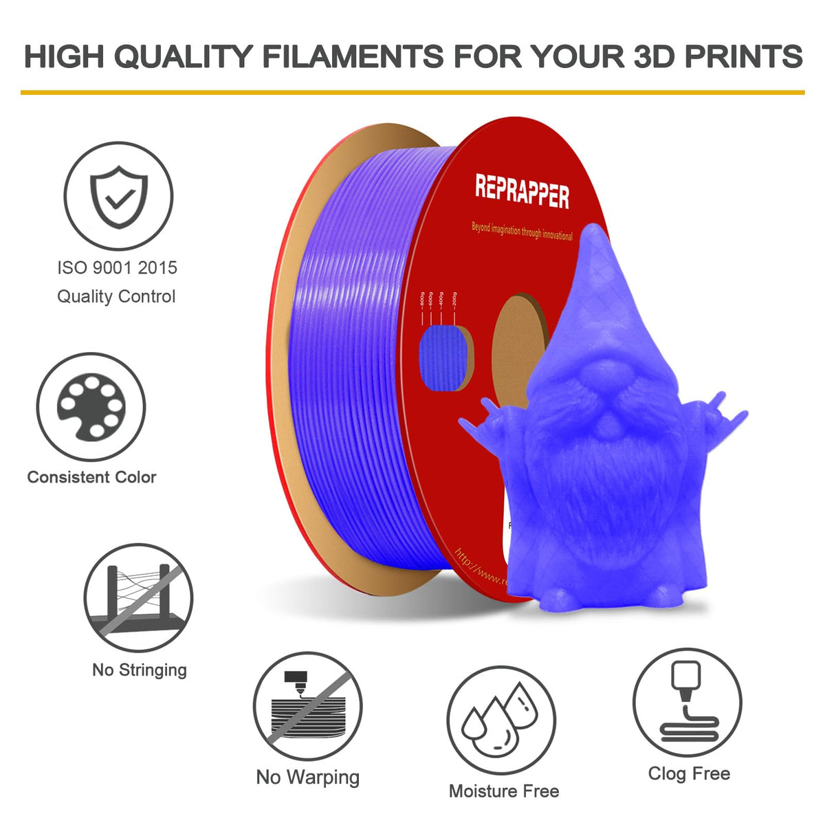Reprapper 4X 250g Color Pack – Dual Color PLA Filament 1.75mm for 3D Printer & 3D Pen, Multicolour Filament, 4 x 250g Matte Red/Blue, Matte Purple/Green, Silk Red/Blue, and Silk Purple/Green