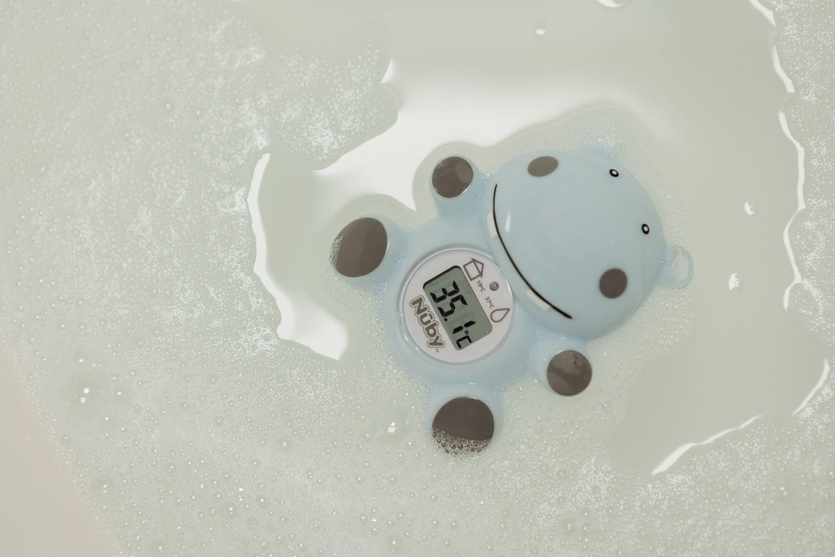 Nuby Penguin Baby Bath Thermometer - Digital Thermometer with Easy to Read Screen | BPA Free | Suitable from Birth (Grey)