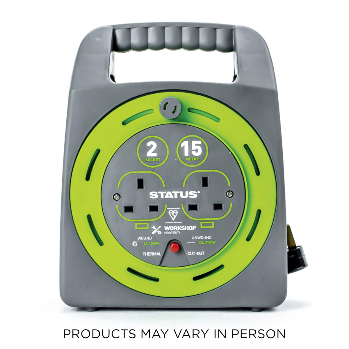 IONOS 2 Socket Cable Reel, 10m Outdoor Garden Extension Lead, DIY
