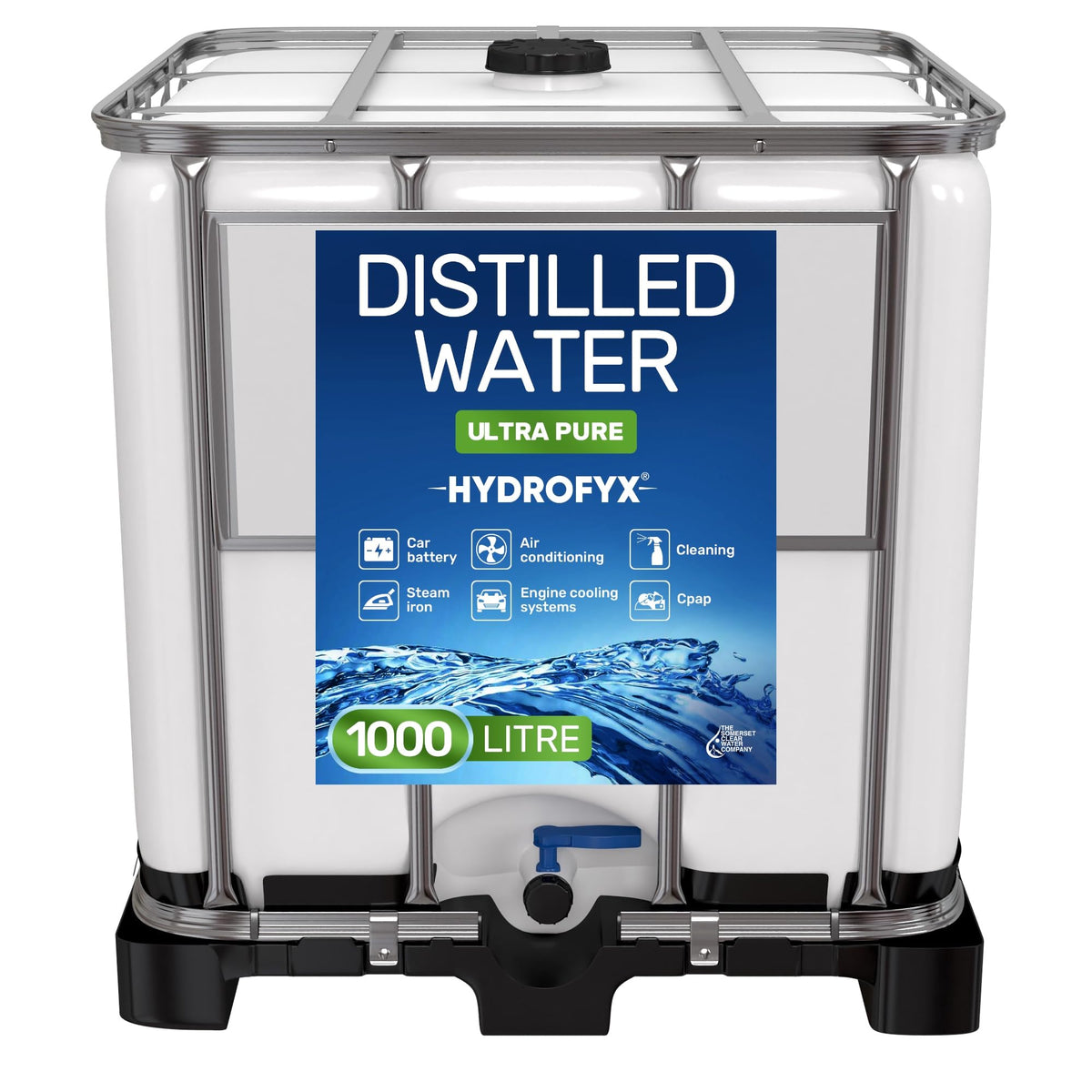 HYDROFYX 5L Distilled Water – 0 PPM TDS Mineral Free Water for CPAP Machines, Humidifiers, Steam Irons & Car Batteries – Made in UK