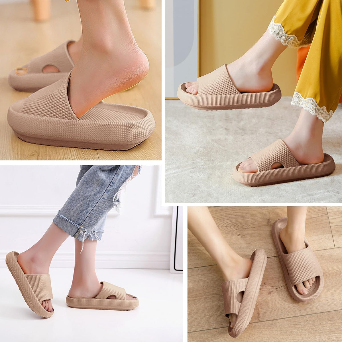 BHFRGAS Sliders Cloud Slippers Women Men，Non-Slip Mens Womens Slippers Cloud Sliders，Soft Flip Flops with Thick Sole for Shower Bathroom Pool Beach